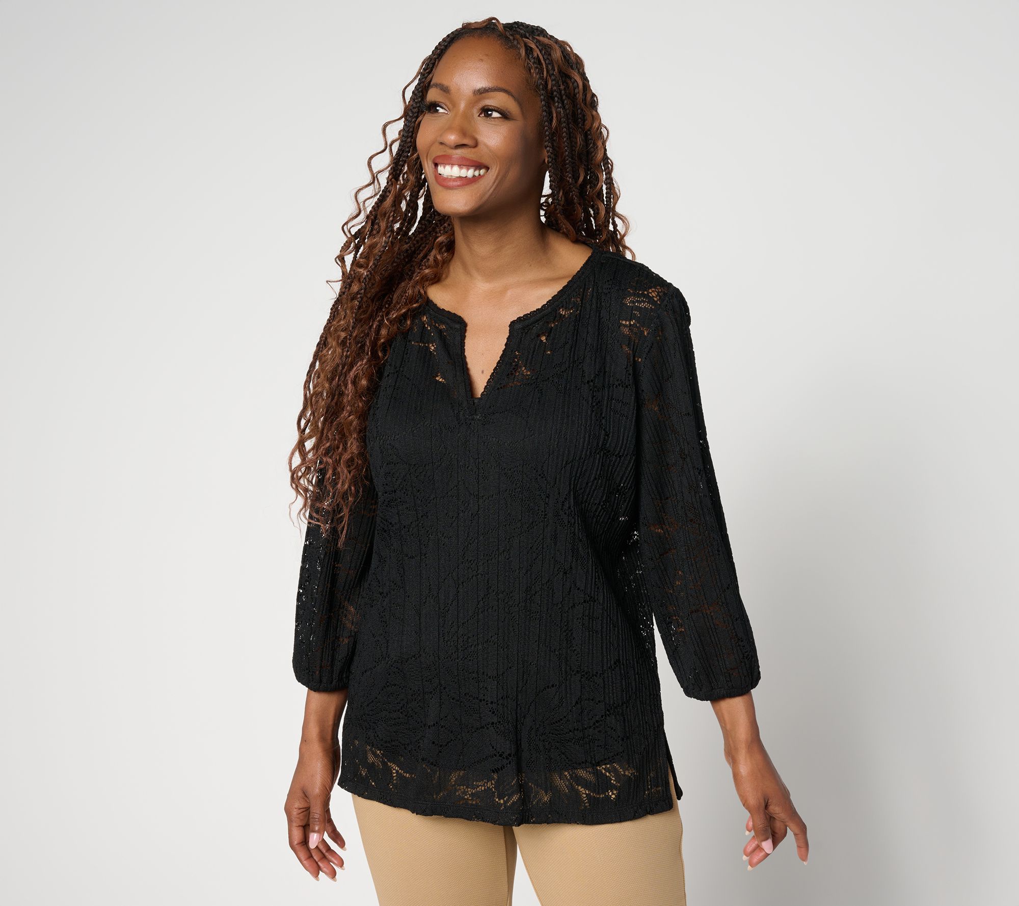 "As Is" Isaac Mizrahi Live! Floral Lace Top and Tank Set