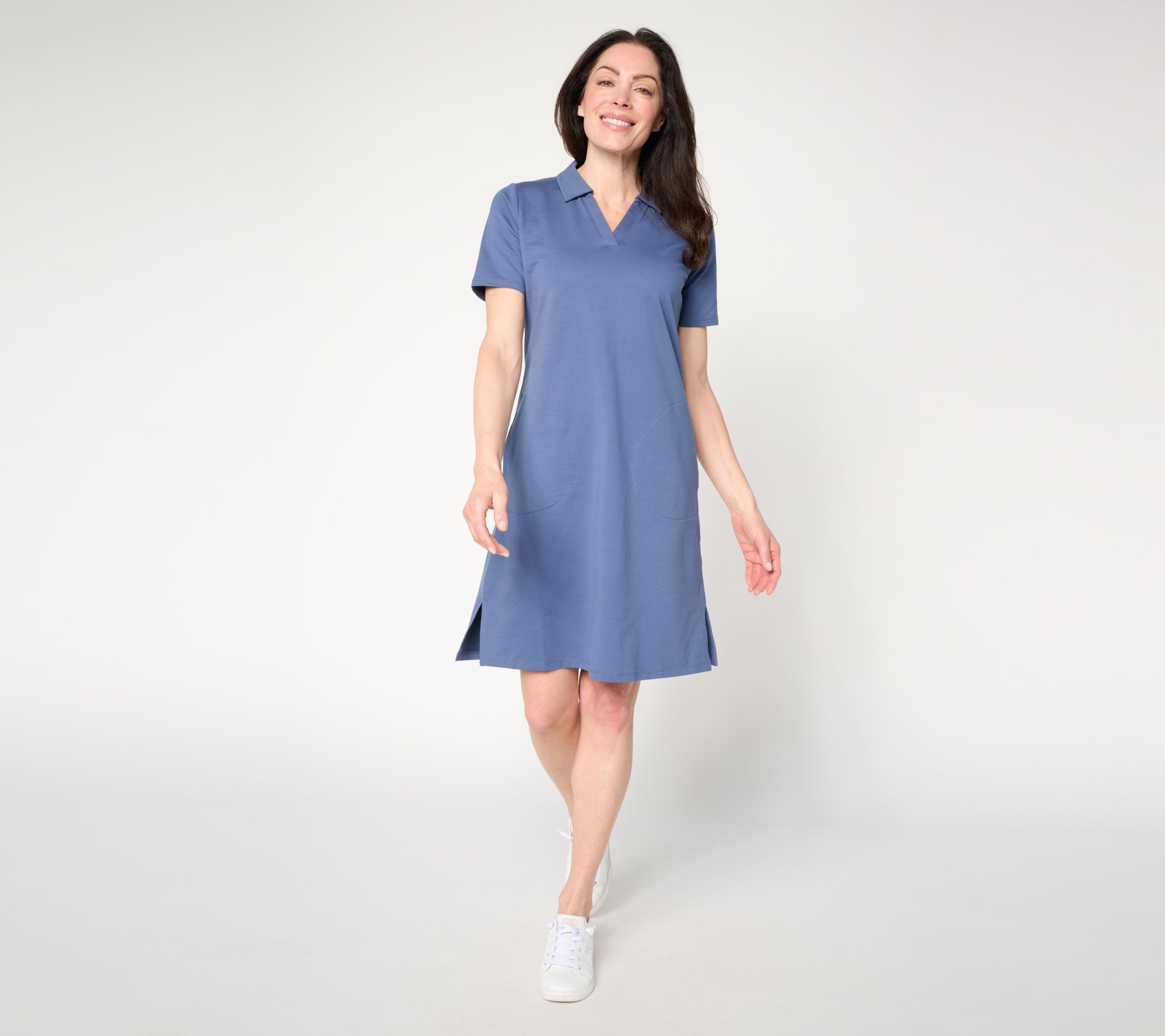 Denim & Co. Active Regular French Terry Short Sleeve Collared Dress
