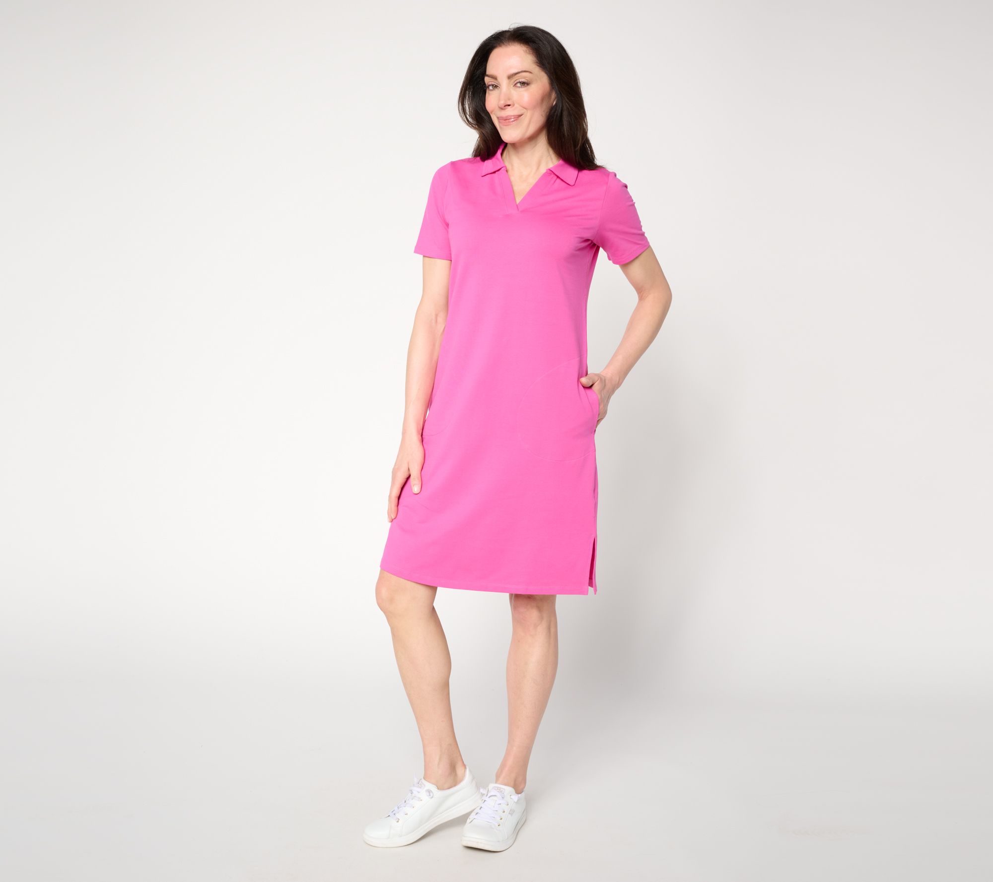 Denim & Co. Active Regular French Terry Short Sleeve Collared Dress