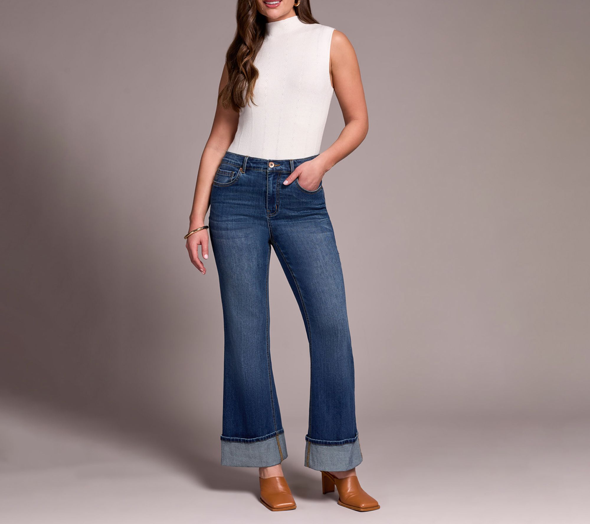 Tribal Brooke Cuffed Palazzo Jeans