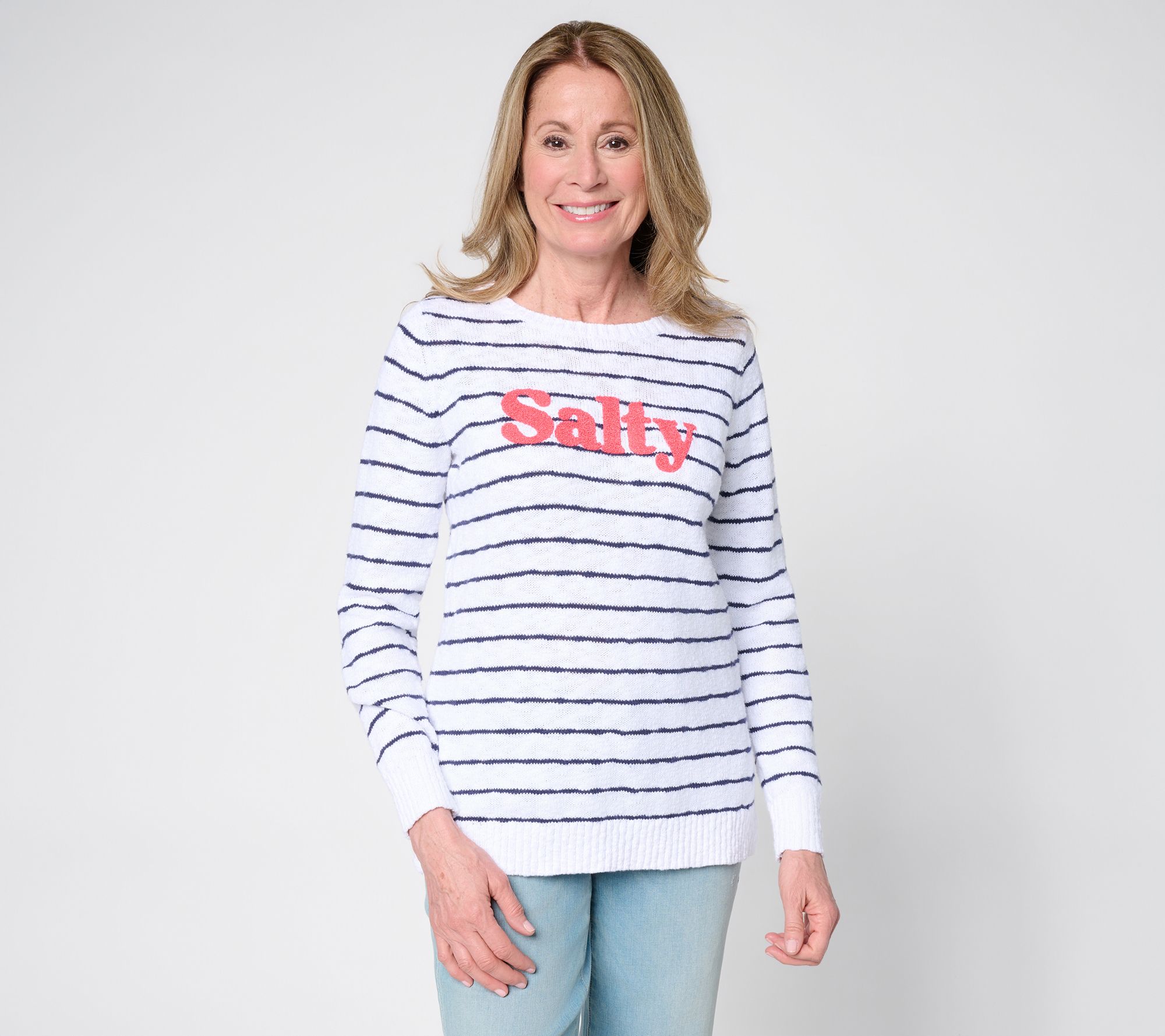 Belle Beach by Kim Gravel Regular Slub 100% Cotton Striped Sweater