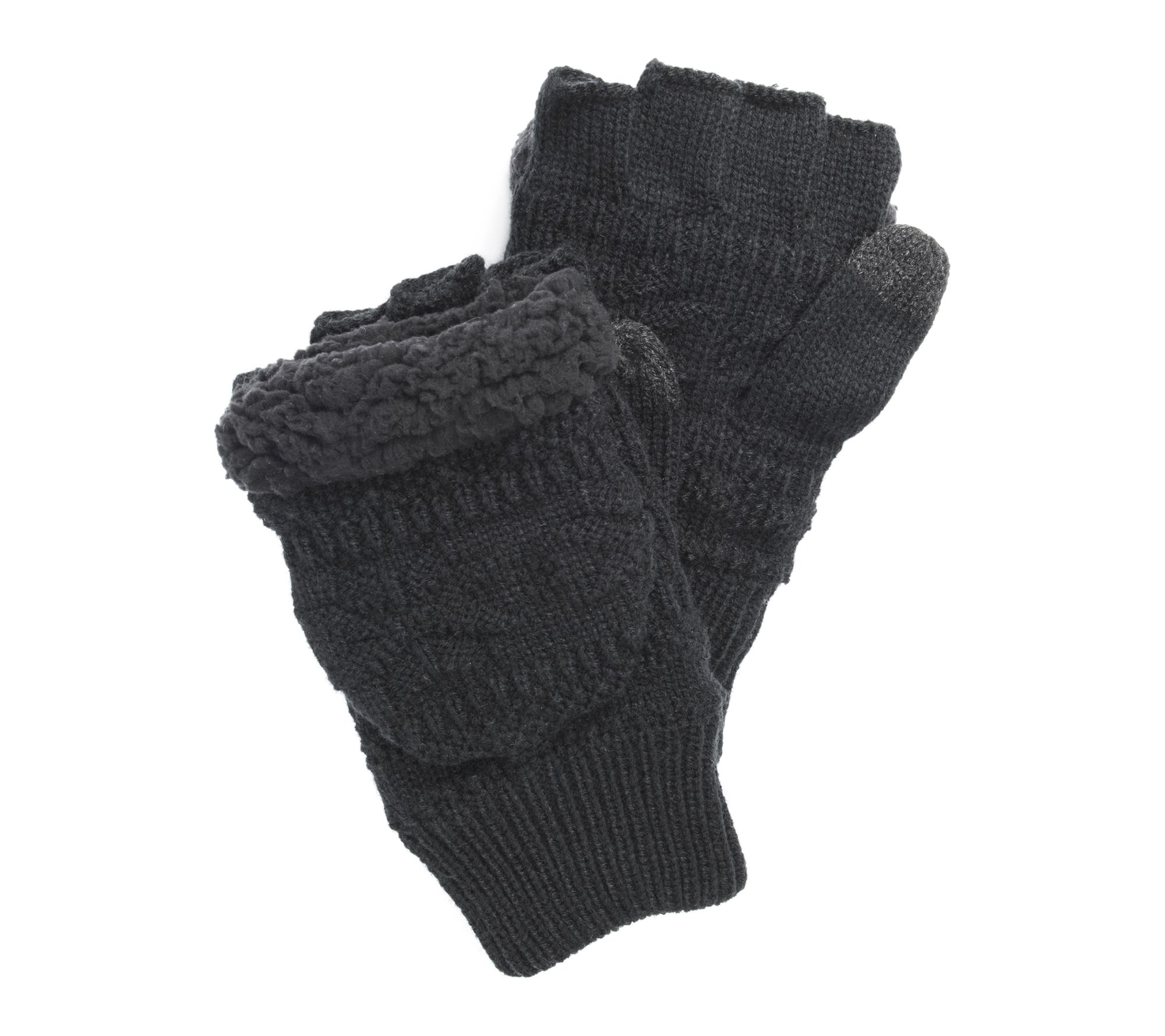 MUK LUKS Men's Faux Fur Flip Mittens