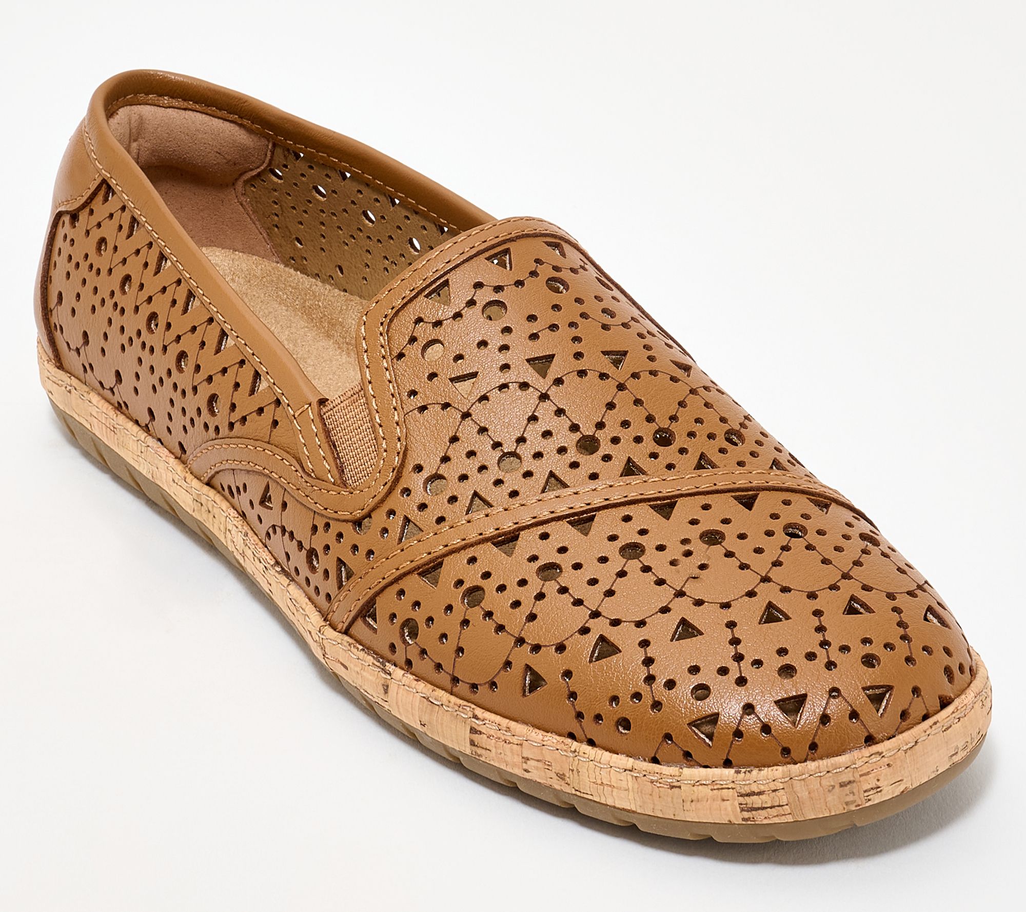 Earth Leather Perforated Slip-Ons -Tomlyn