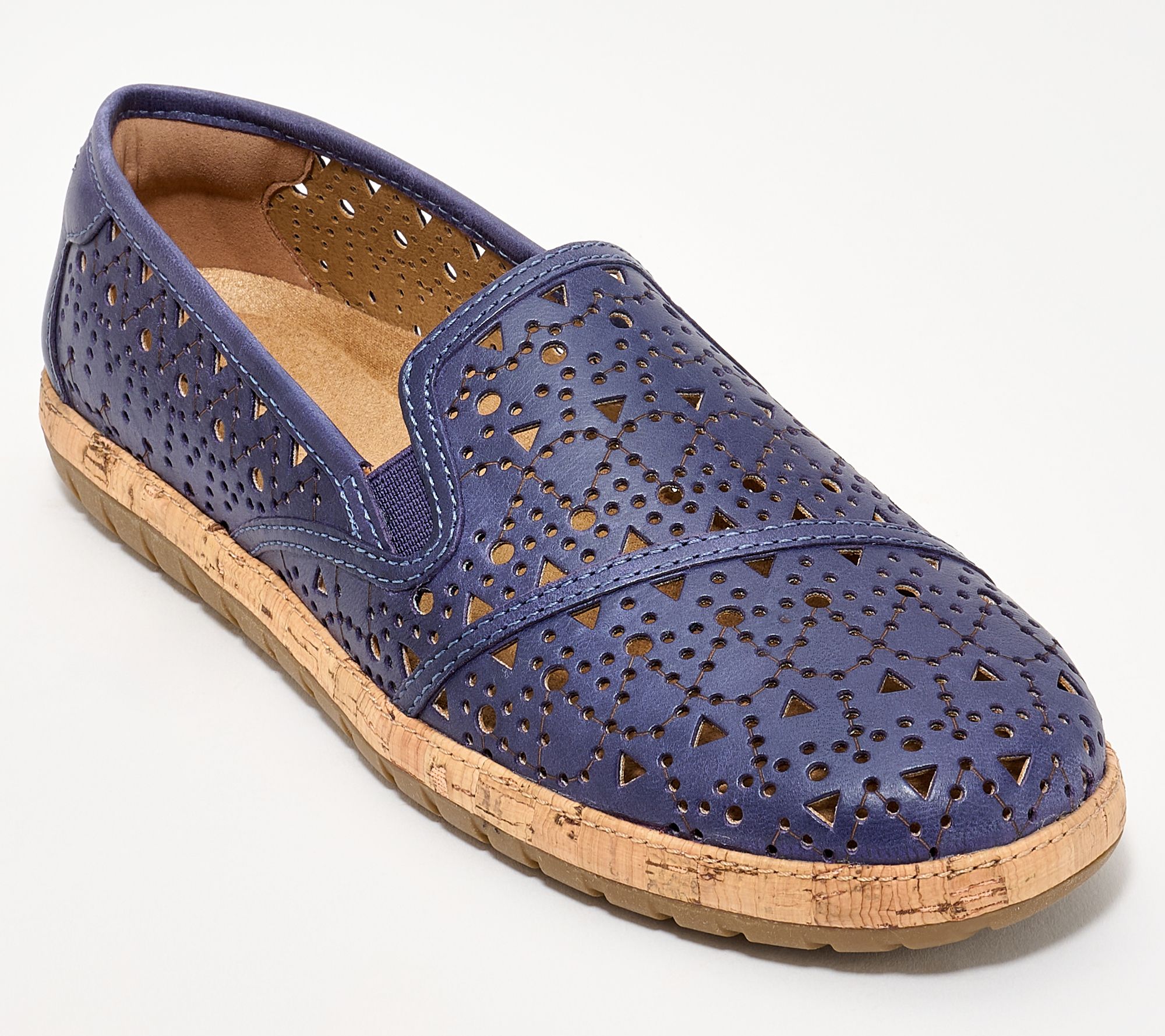 Earth Leather Perforated Slip-Ons -Tomlyn