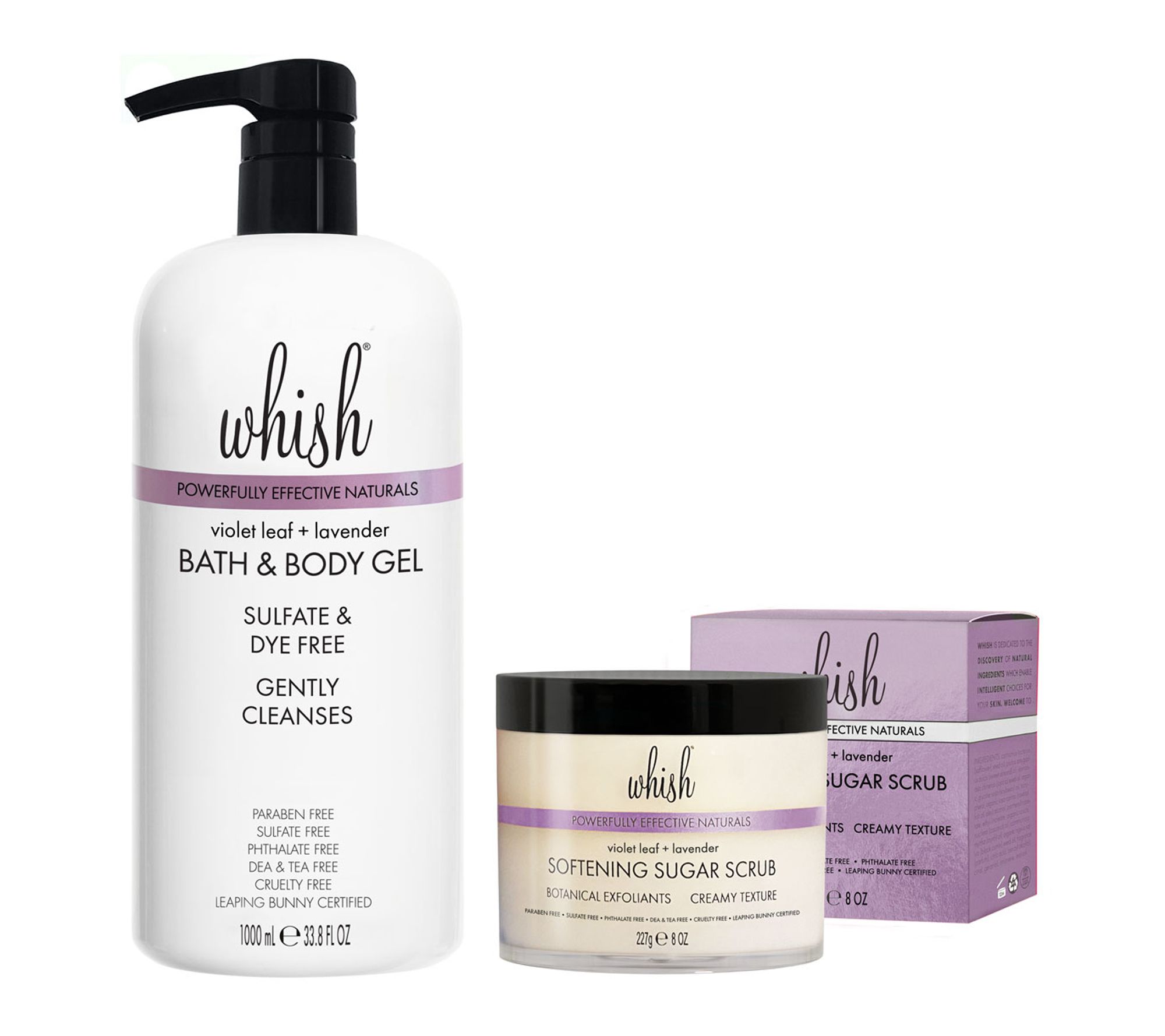 Whish Softening Sugar Scrub + Bath & Body Gel 2pc Set