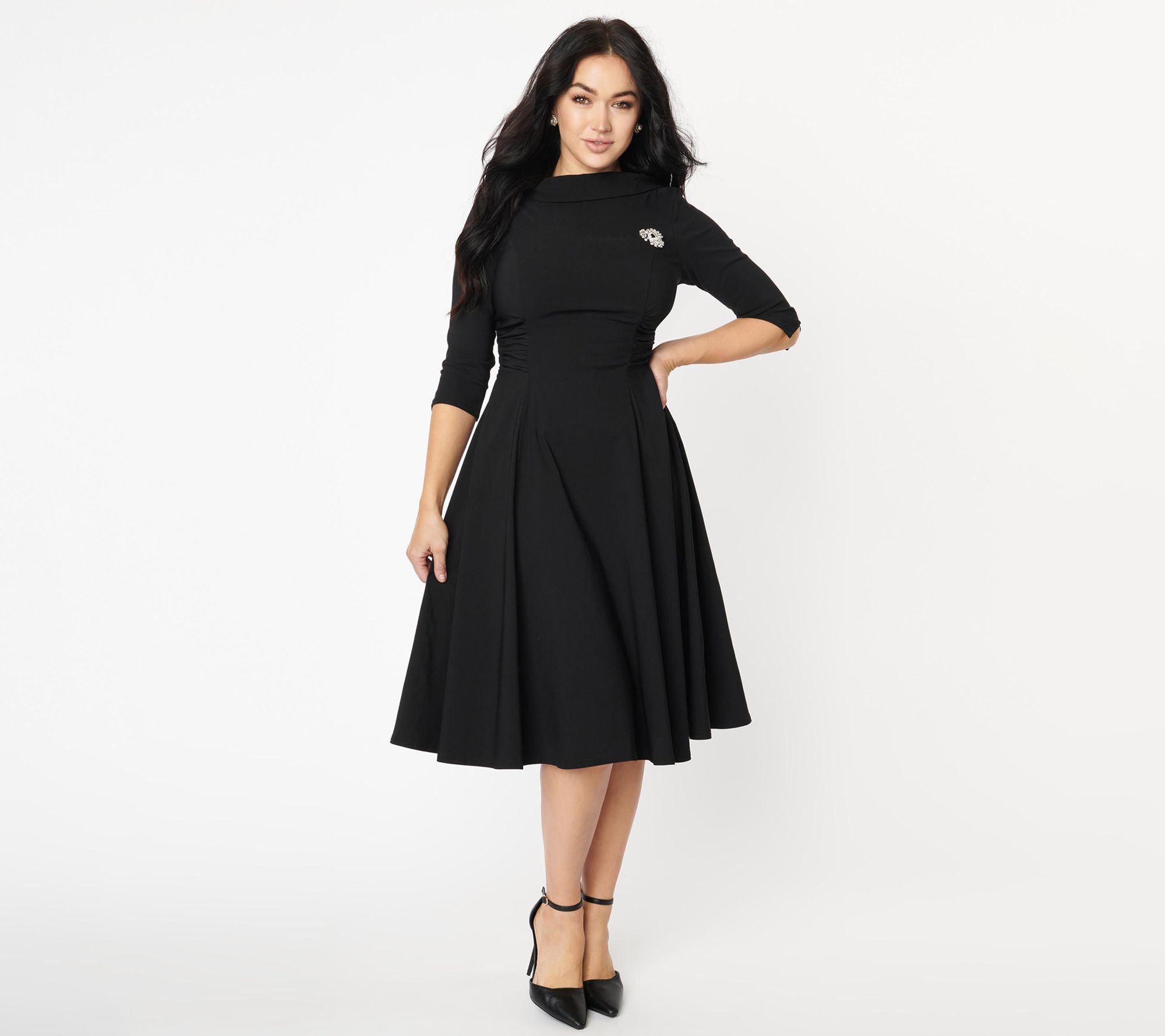 Unique Vintage Black Nicola Swing Dress