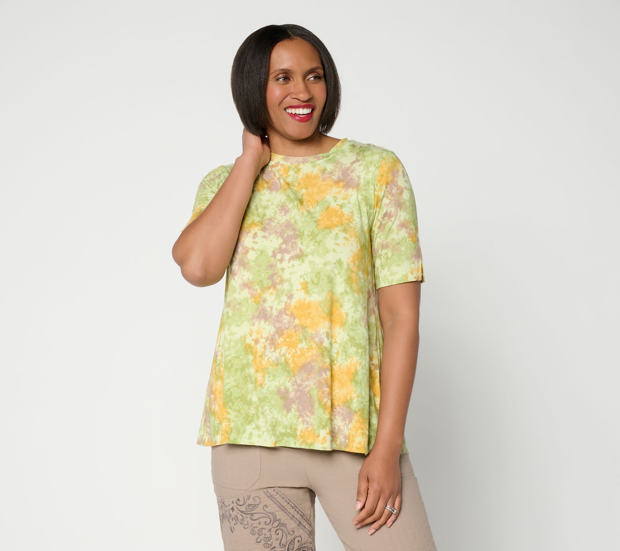 LOGO by Lori Goldstein Rayon 230 Dye Effect Printed Top