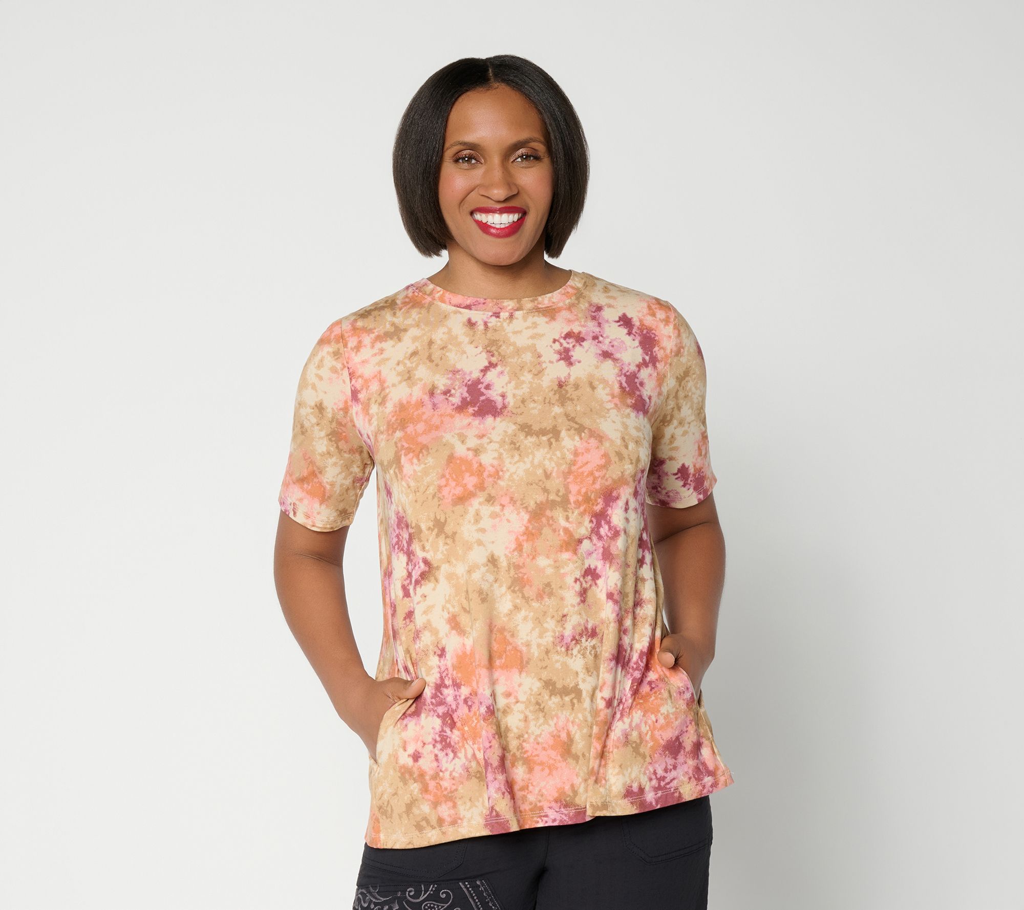 LOGO by Lori Goldstein Rayon 230 Dye Effect Printed Top