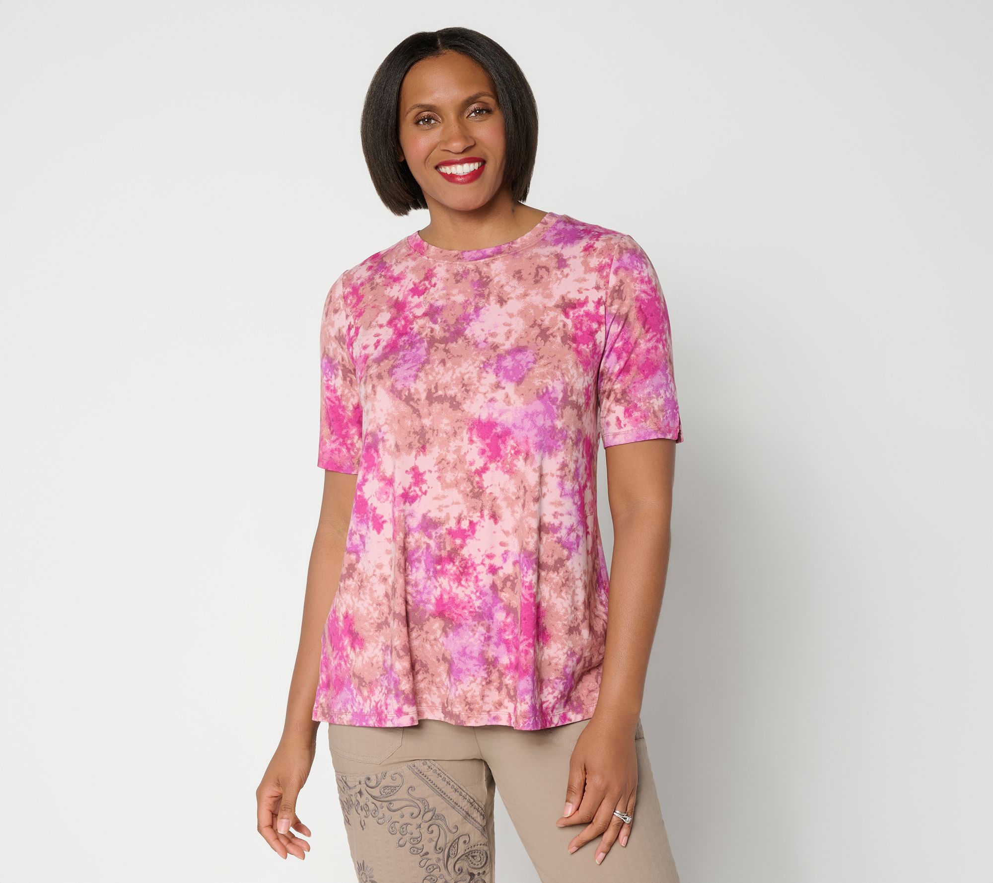 LOGO by Lori Goldstein Rayon 230 Dye Effect Printed Top
