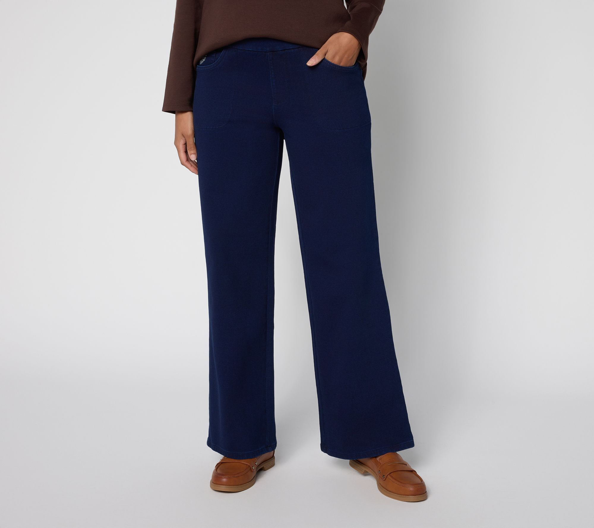 "As Is" Quacker Factory DreamJeannes Tall Wide Leg FullLength Pant