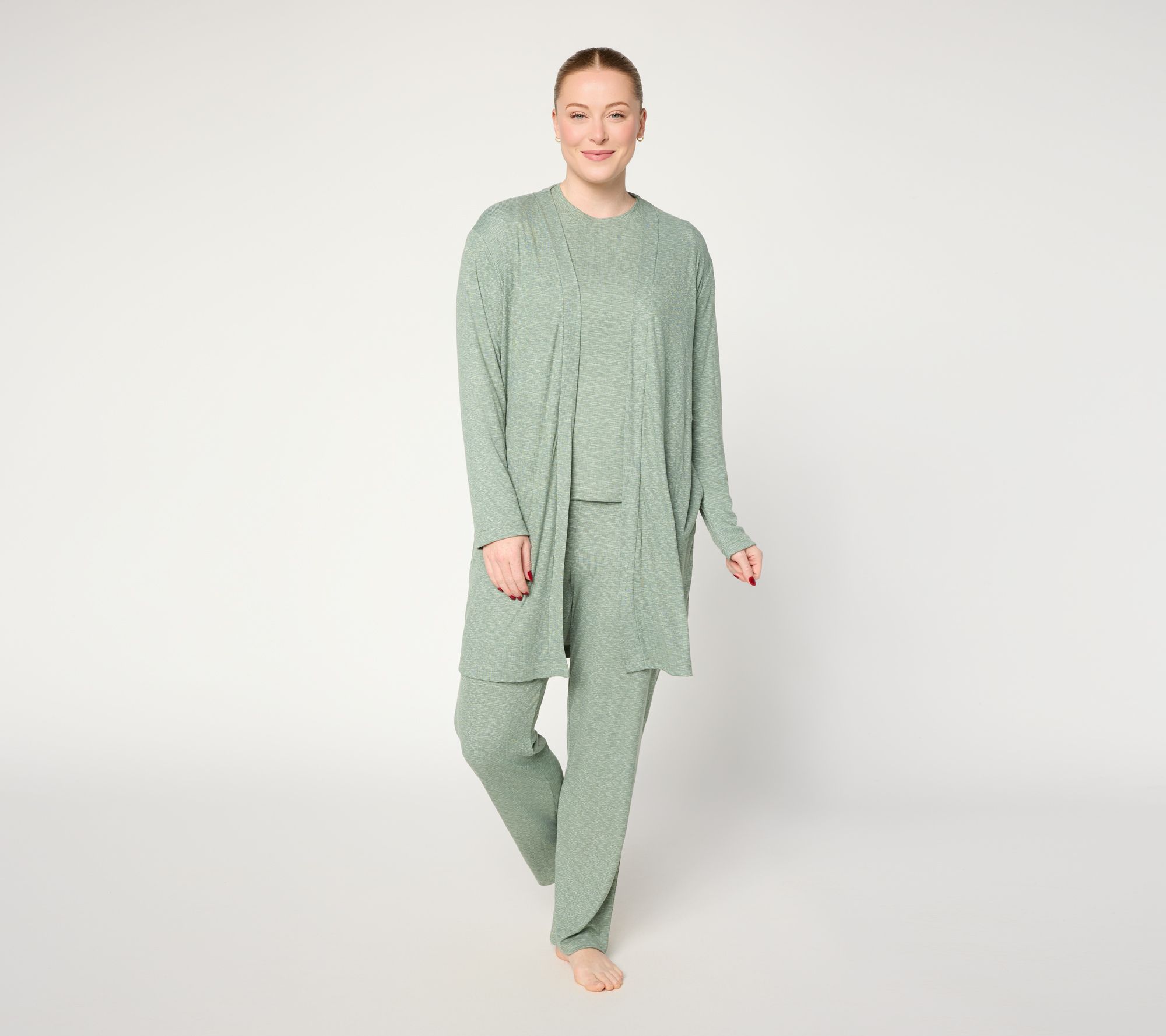  Berkshire Homewear 3PC Stripe Rib Lounge Set