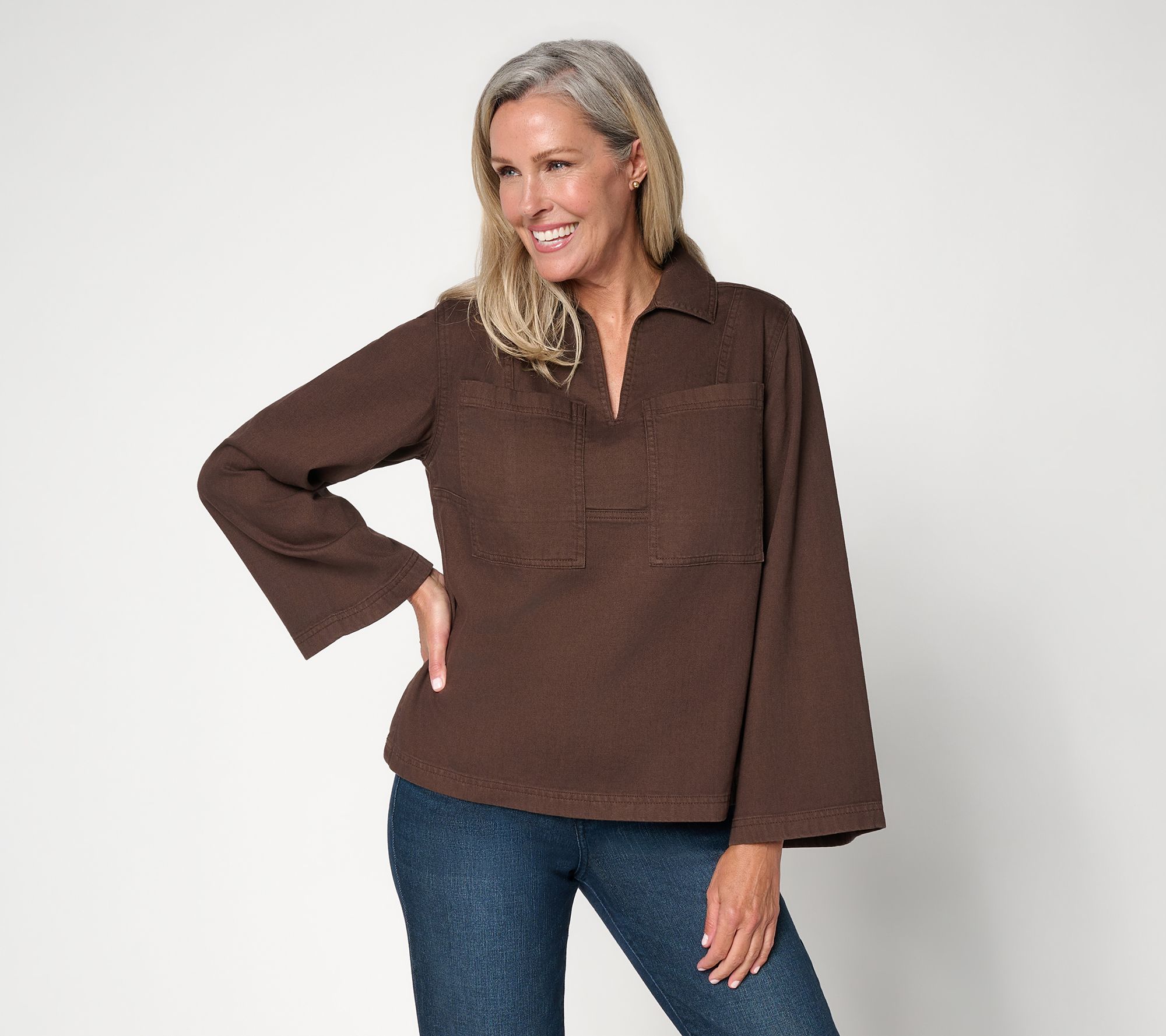 Me by Jennie Garth 100% Cotton Denim Popover