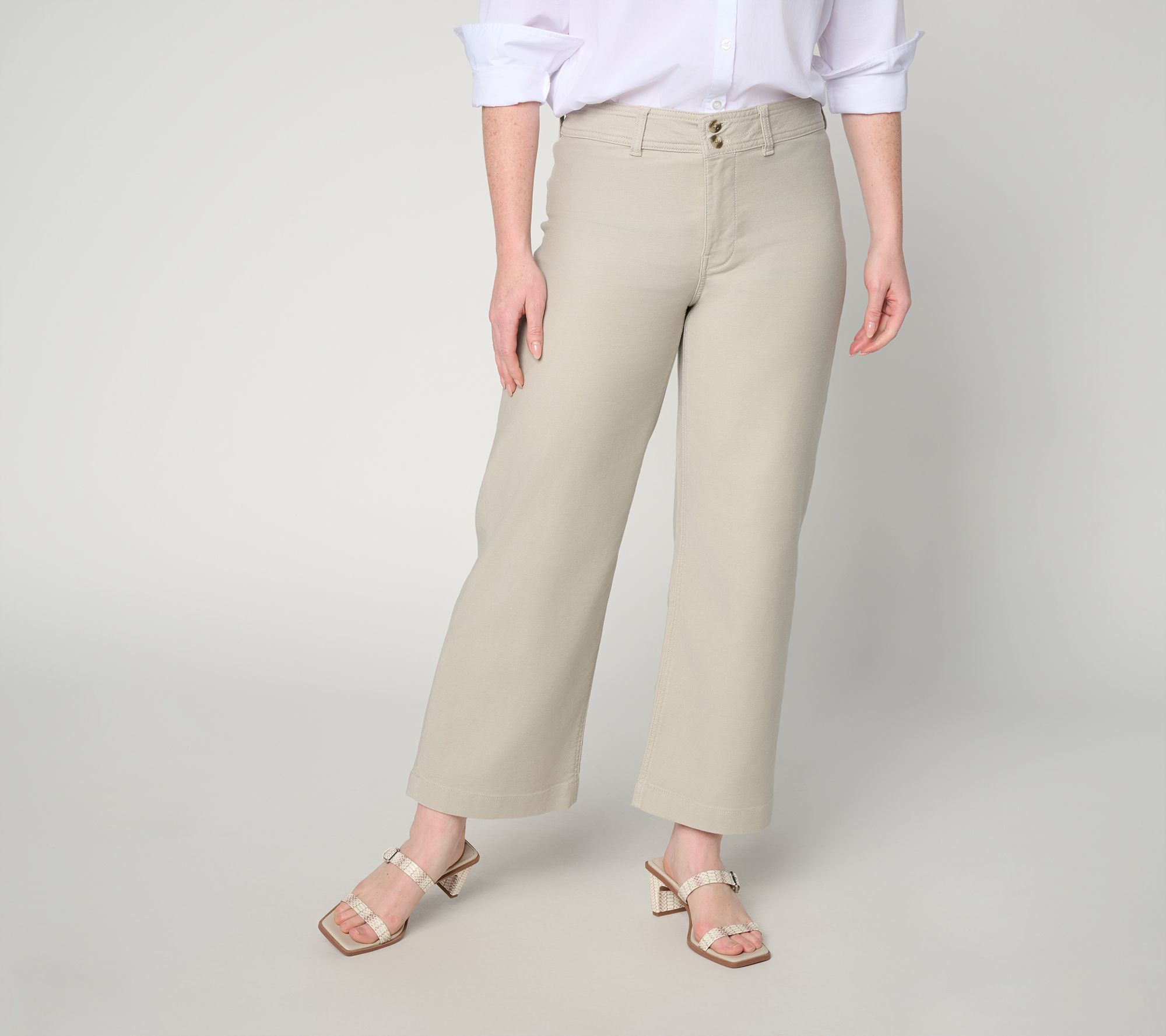 "As Is" Seven7 Jeans Stretch Terry Wide Leg Pants - Stone