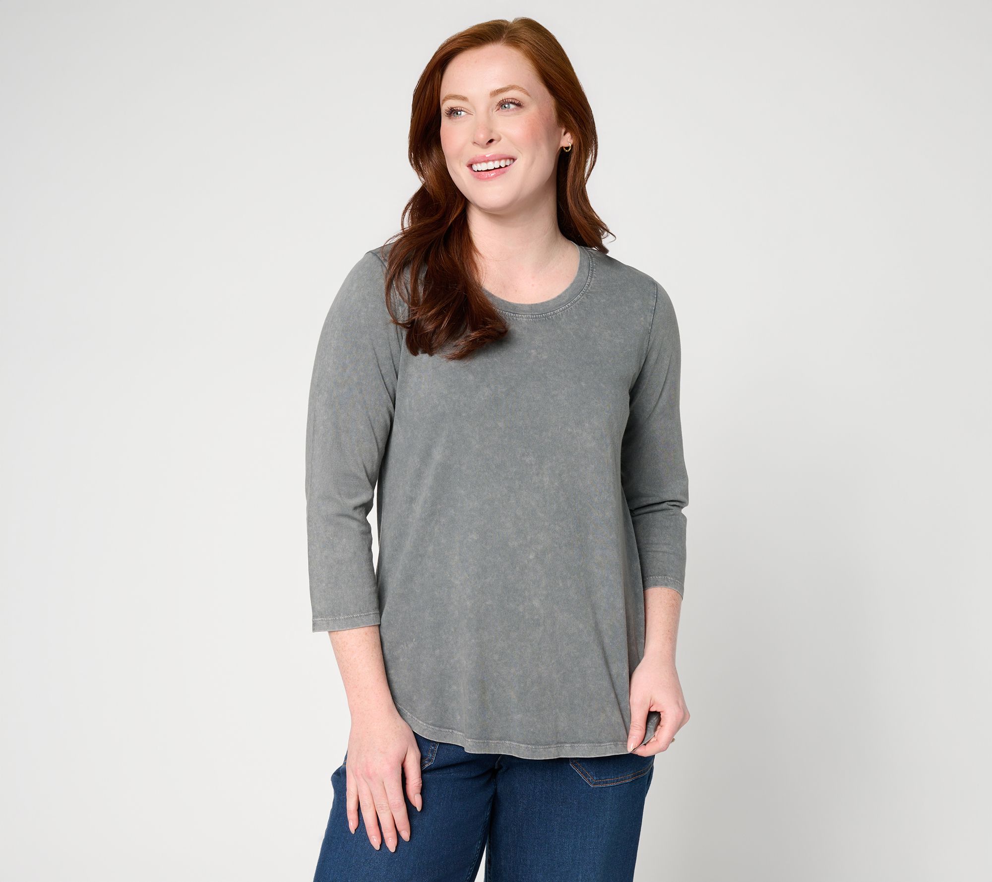 "As Is" LOGO Principles by Lori Goldstein Curved Hem 3/4 Sleeve Tee