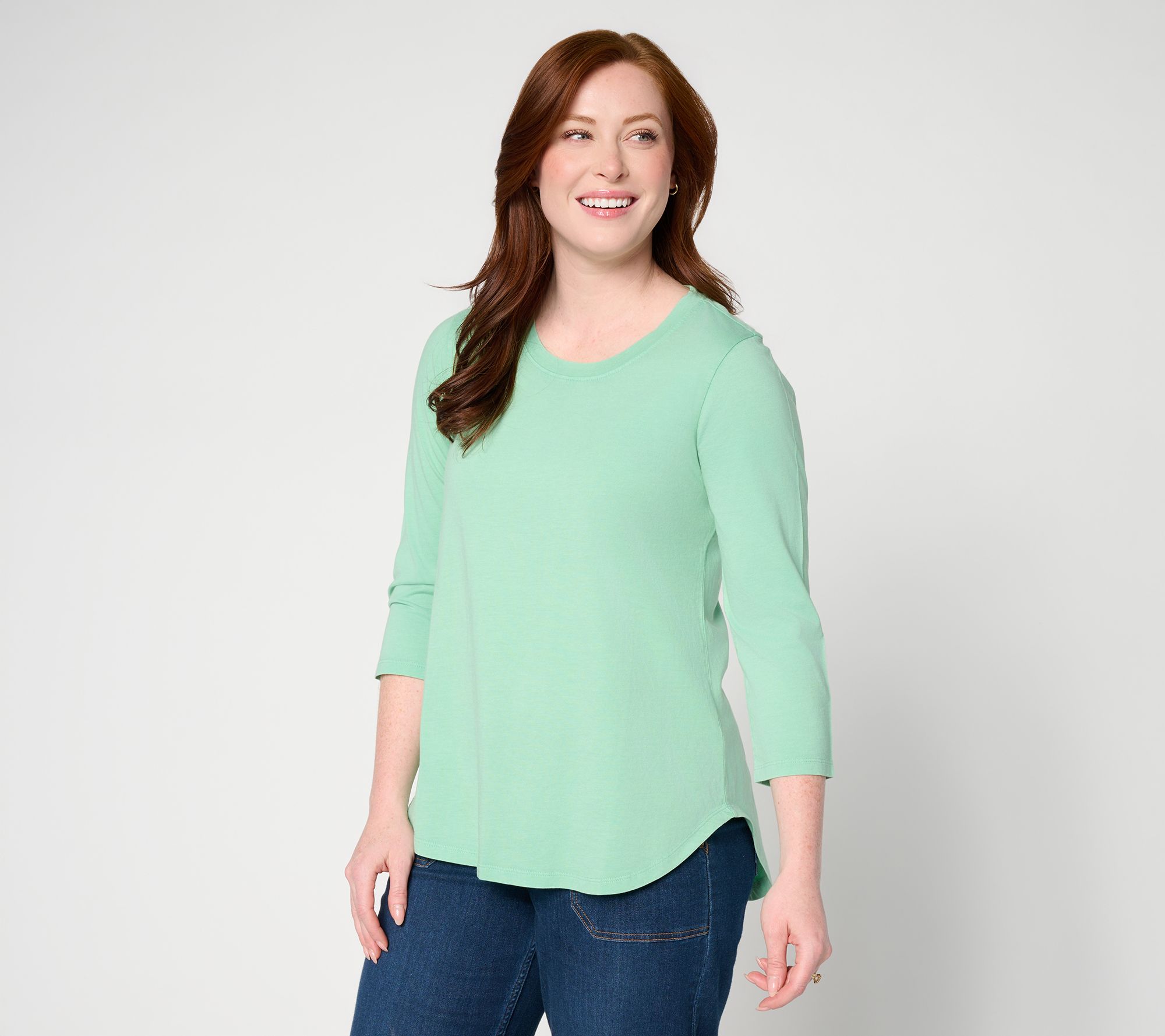 "As Is" LOGO Principles by Lori Goldstein Curved Hem 3/4 Sleeve Tee