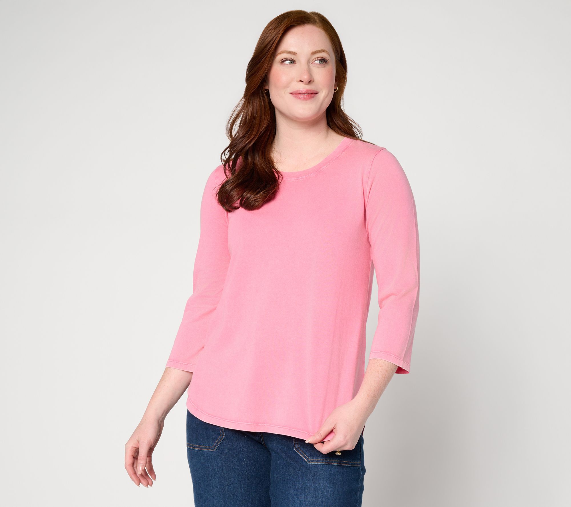 "As Is" LOGO Principles by Lori Goldstein Curved Hem 3/4 Sleeve Tee