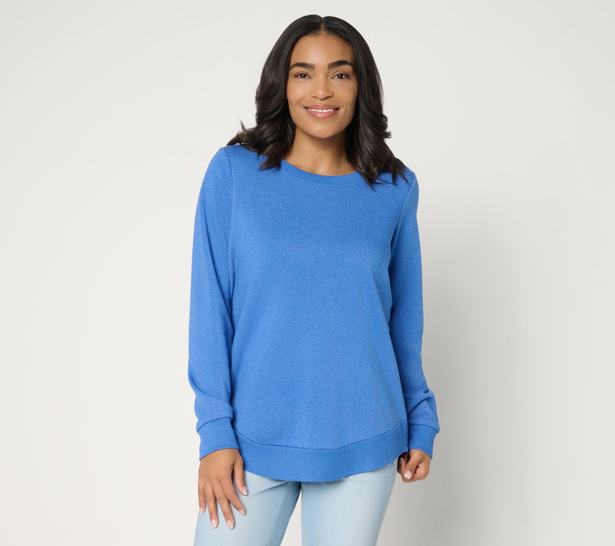"As Is" Belle Body by Kim Gravel Sponge Fleece Smile Hem Sweatshirt