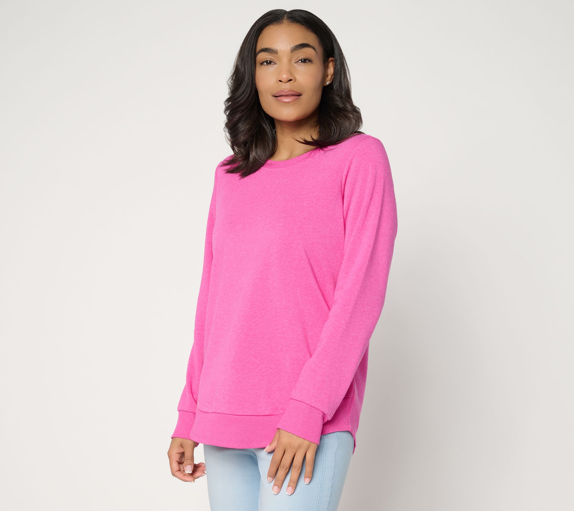 "As Is" Belle Body by Kim Gravel Sponge Fleece Smile Hem Sweatshirt