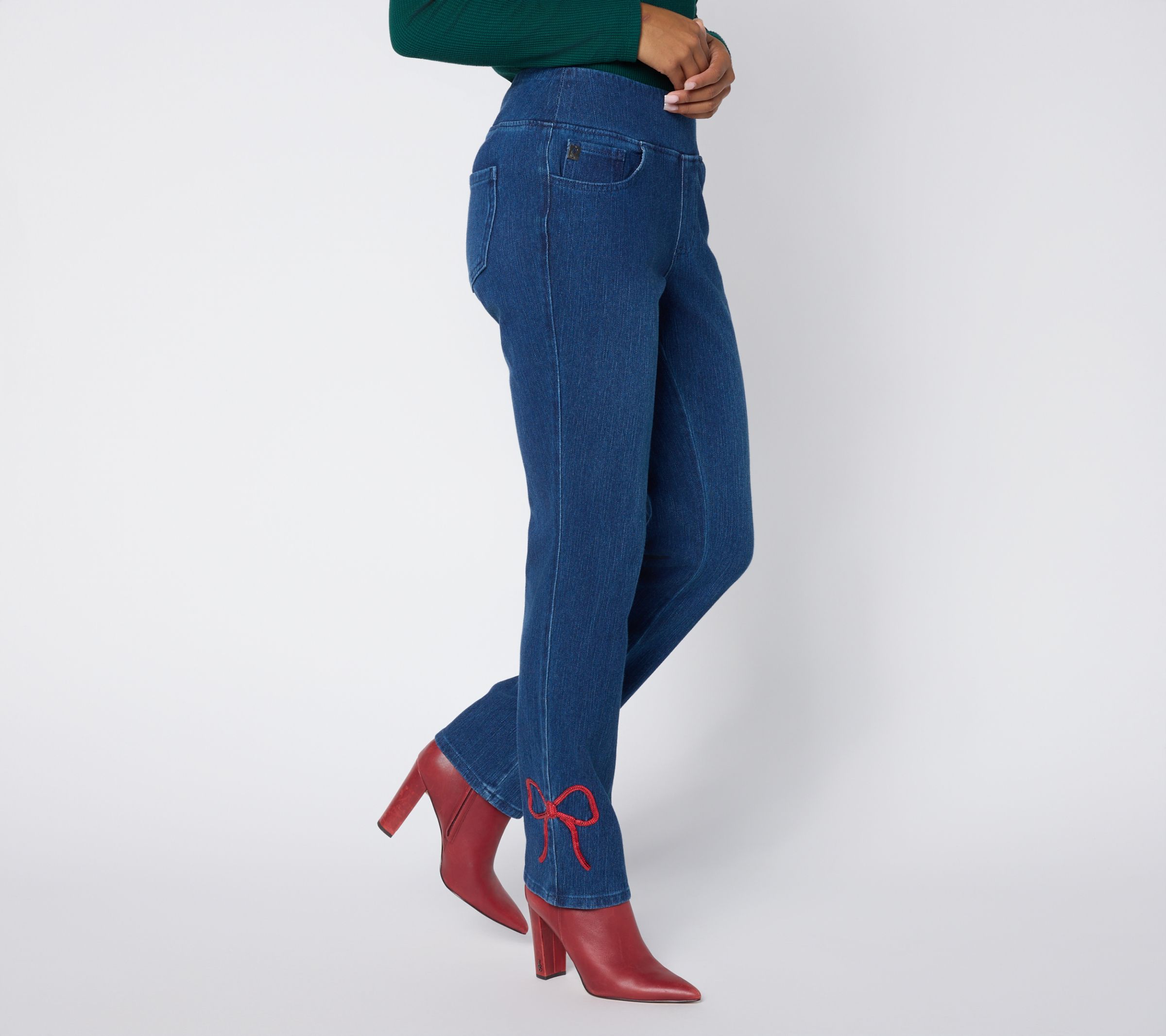 Belle by Kim Gravel Regular Flexibelle Jeans with Bow Detail