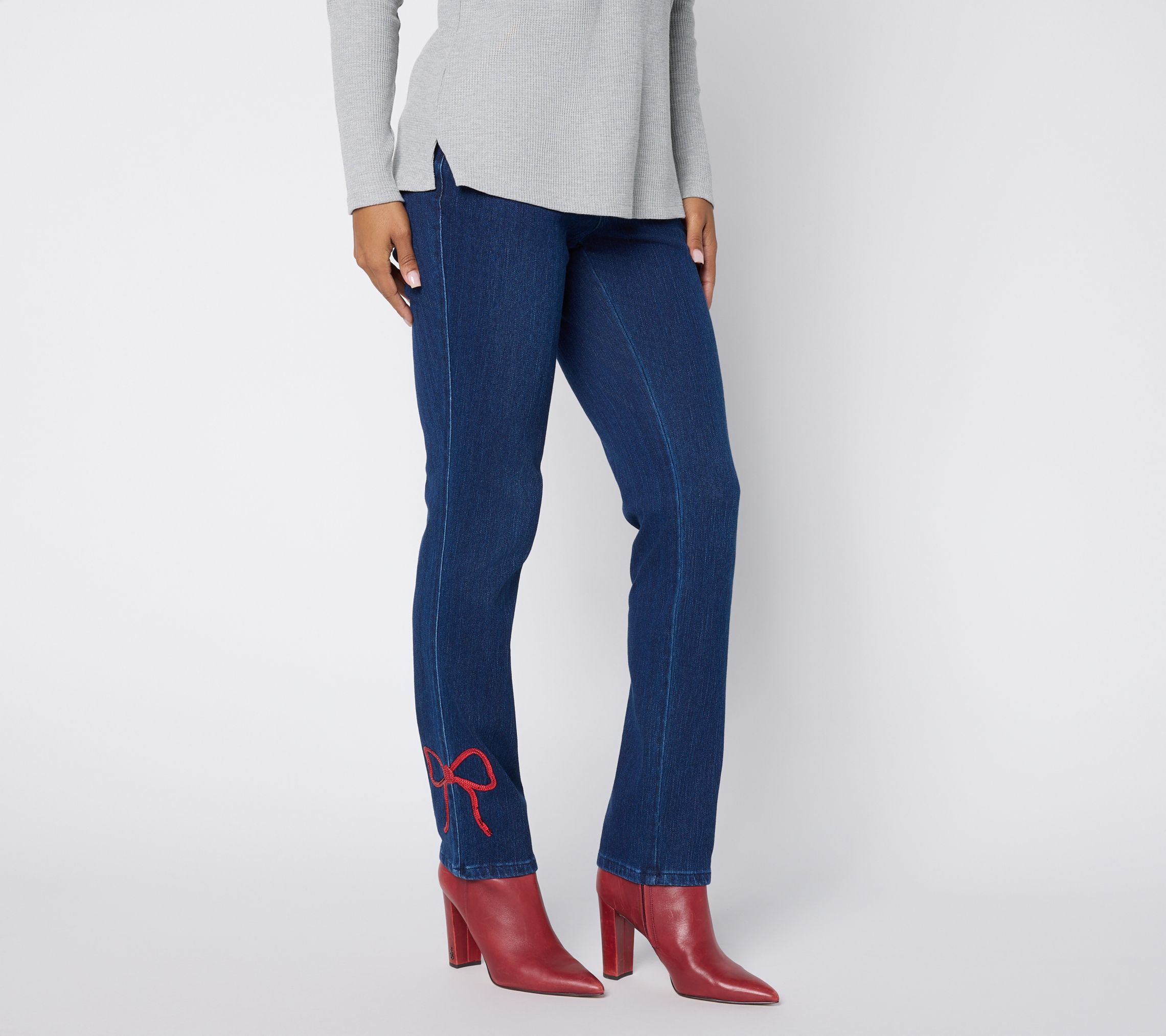 Belle by Kim Gravel Regular Flexibelle Jeans with Bow Detail