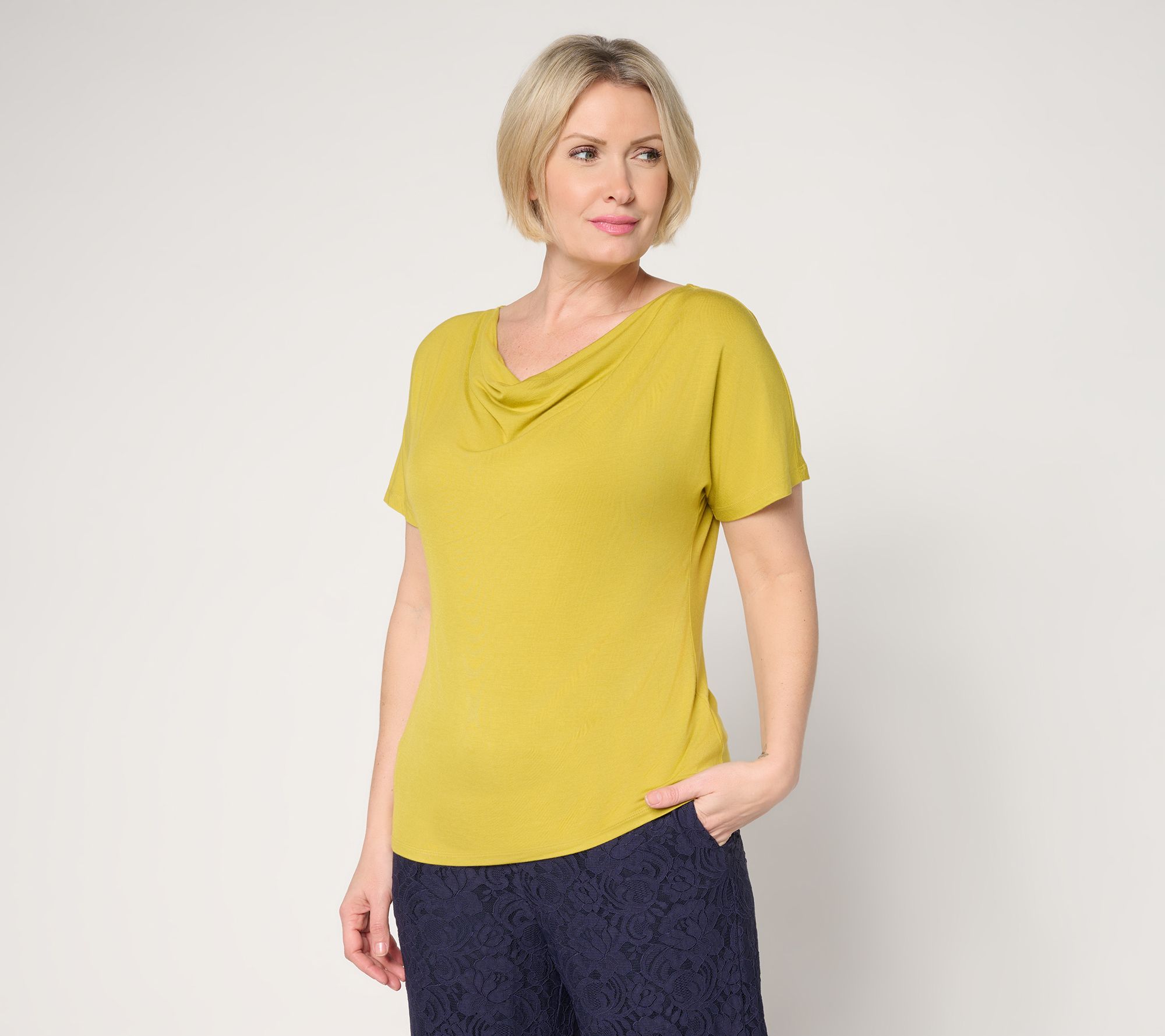 "As Is" BEAUTIFUL by Lawrence Zarian Cowl Neck Cap Sleeve Top