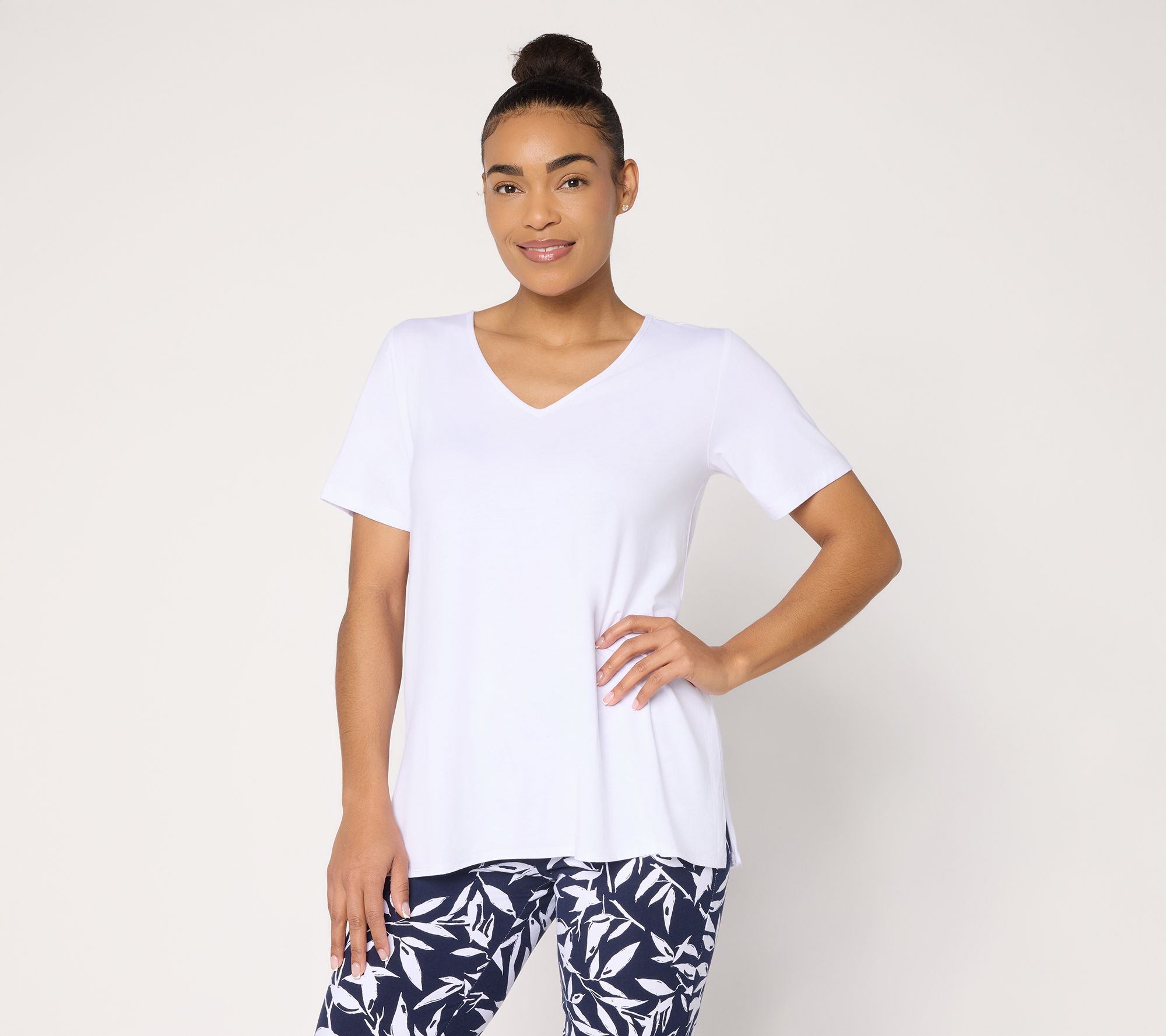 "As Is" Susan Graver Essentials Reg RayonAllureKnit High Low Top