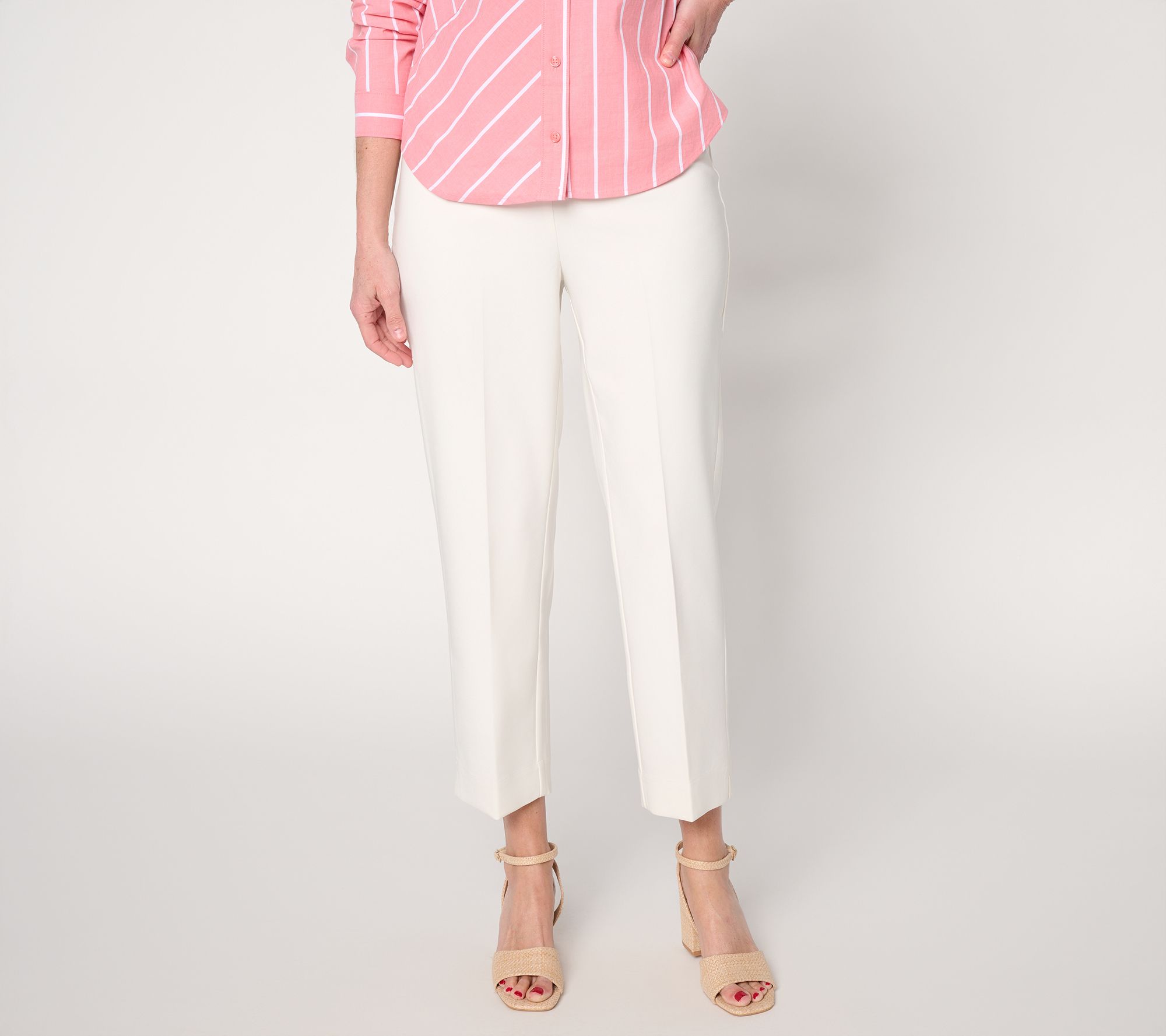 "As Is" Joan Rivers Regular Bi-Stretch Twill Straight Leg Crop Pants