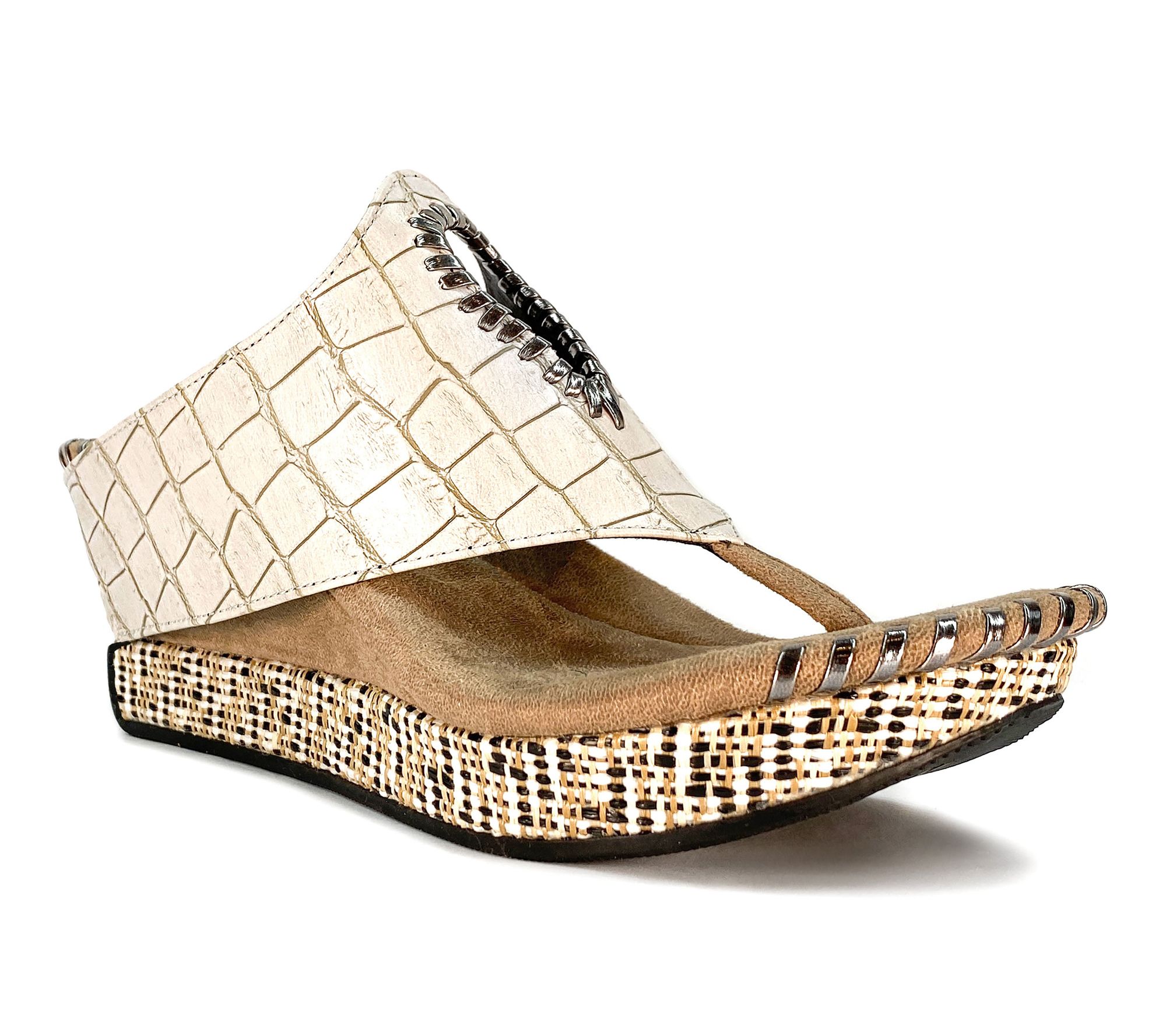 Modzori Lucia Reversible Wedge Sandal -Stone Flips to Black