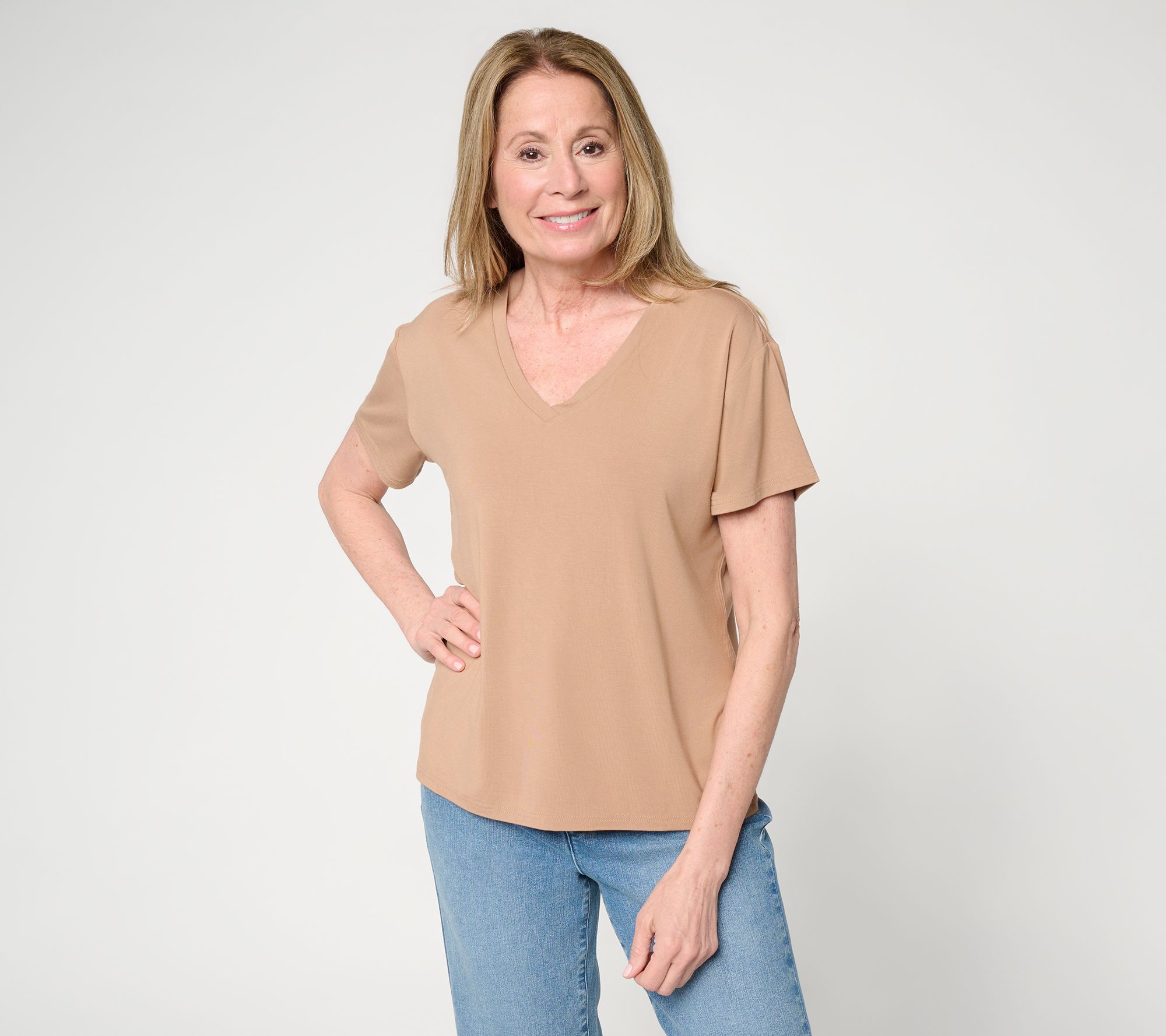 "As Is" Me by Jennie Garth Ecovero Knit V Neck Tee