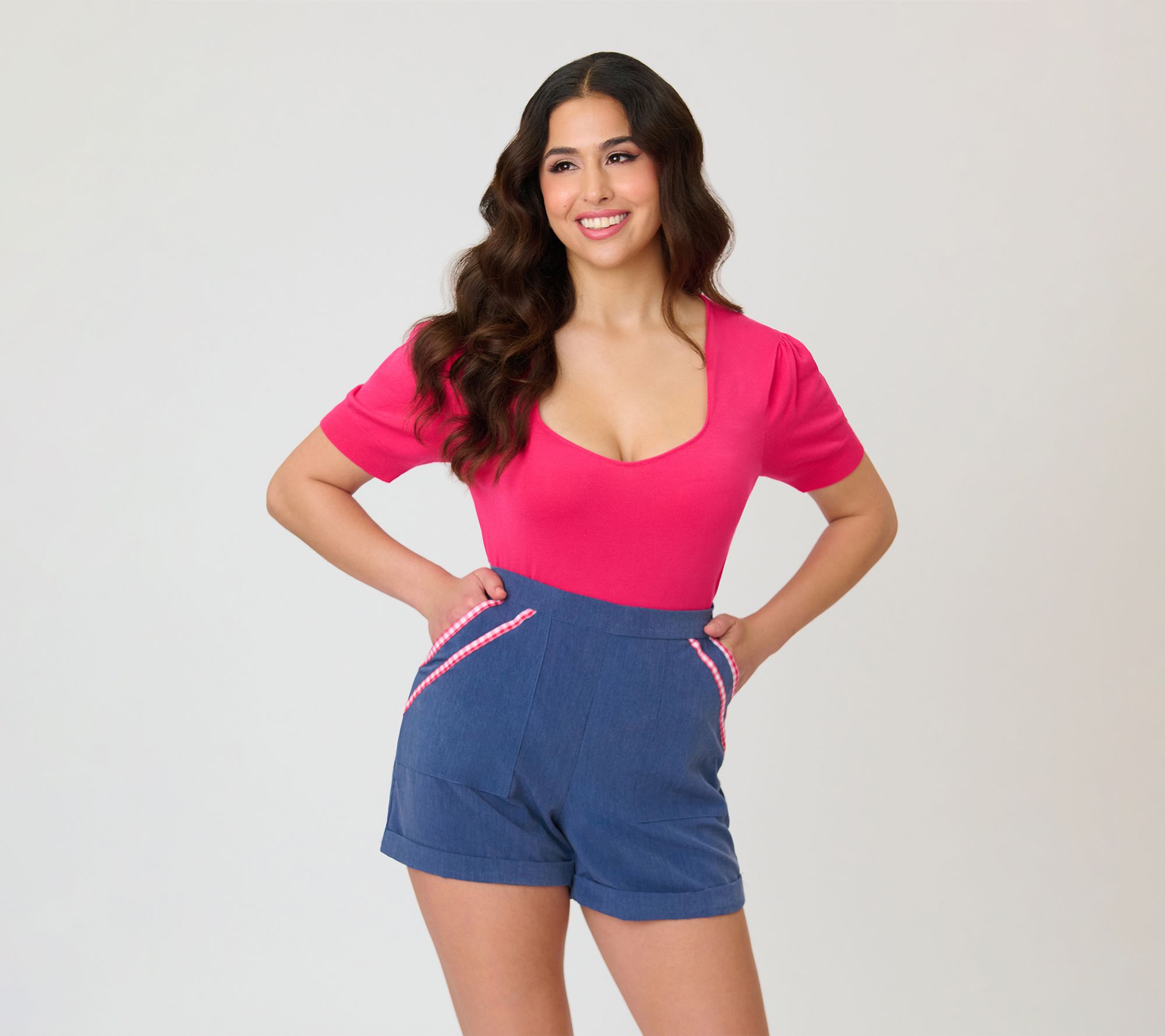 Unique Vintage Hot Pink Short Sleeve Sweater
