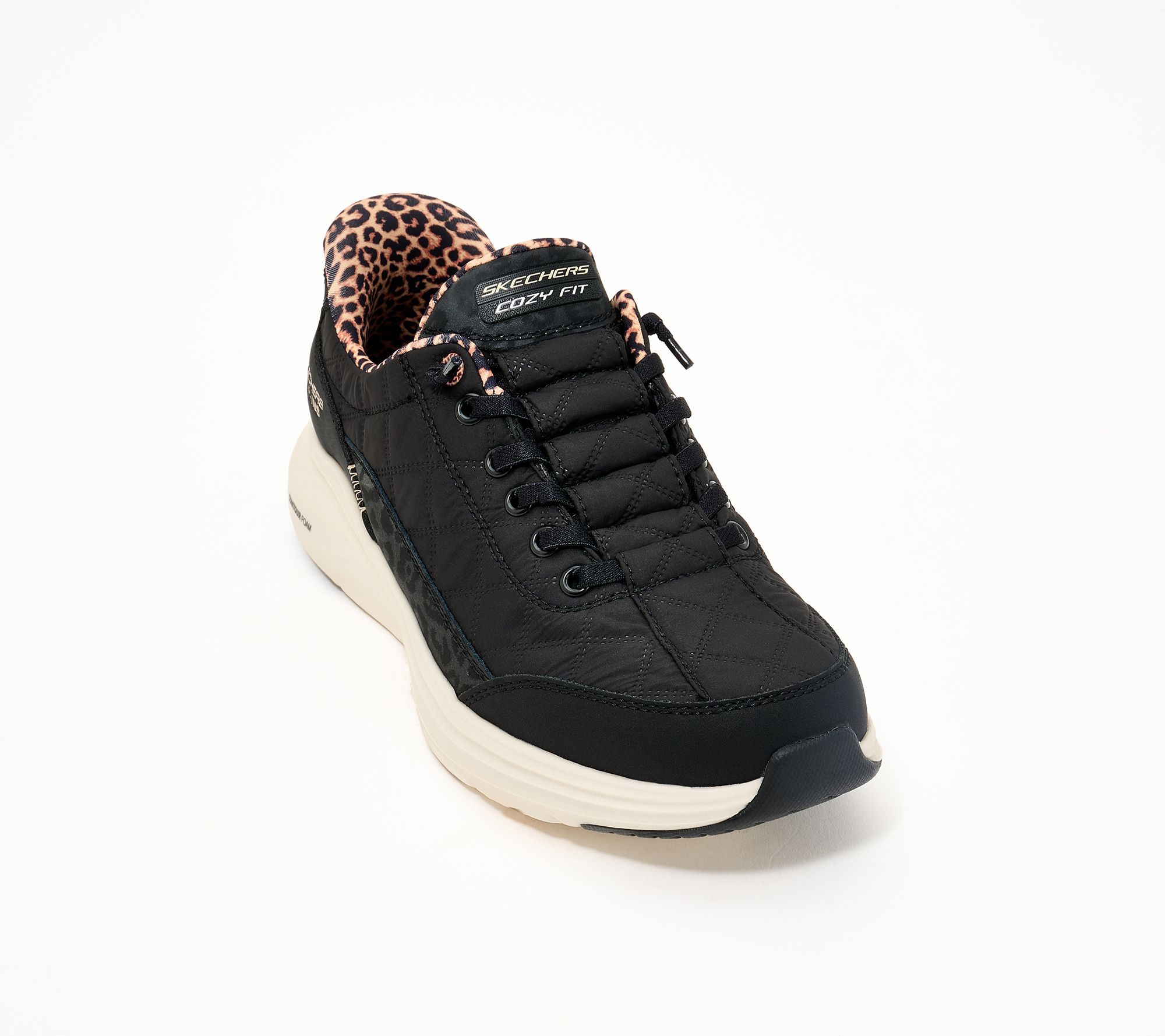 Skechers Slip-ins Cozy Fit Contour Foam Leopard Bungee Sneakers