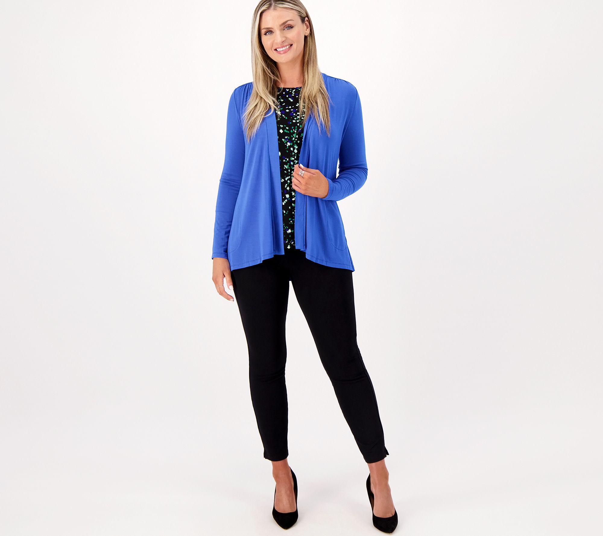 Susan Graver Lifestyle Spa Knit Open Front Long Sleeve Cardigan - QVC.com