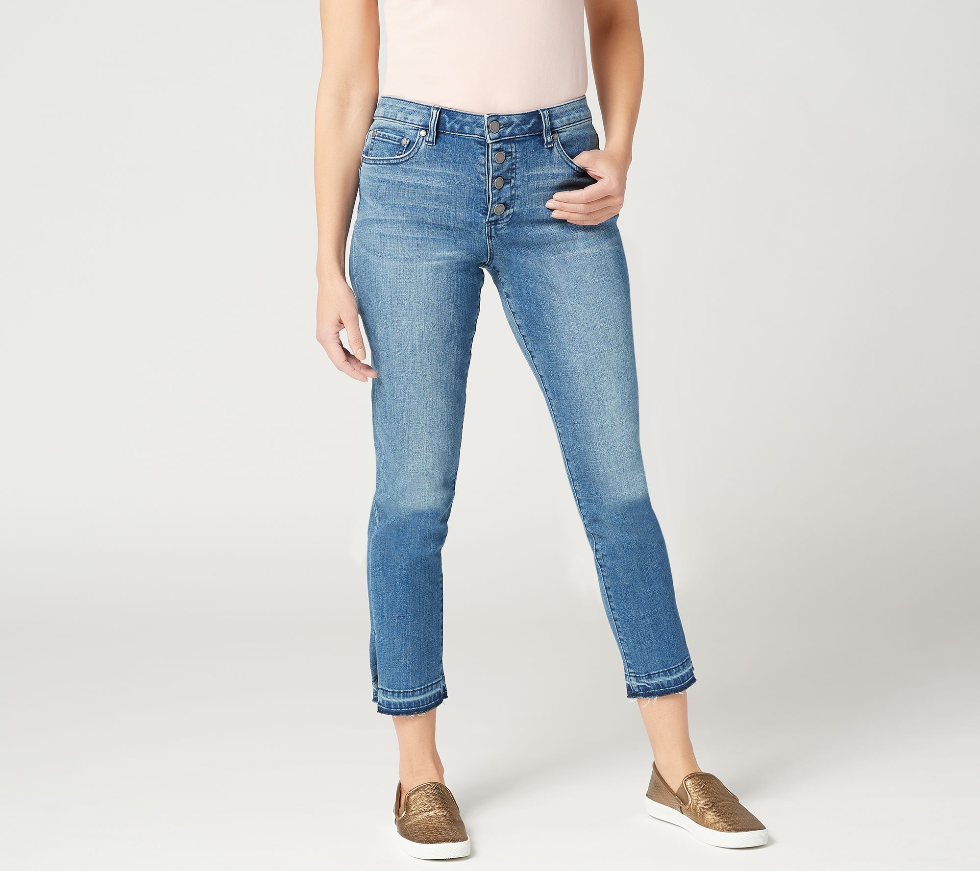 vince camuto angled hem jeans
