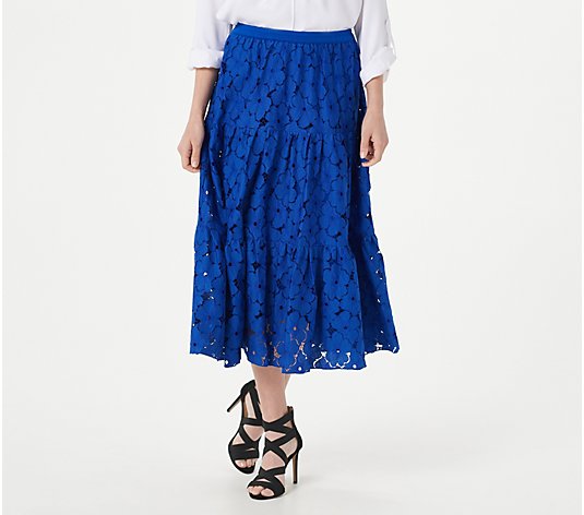 Linea by Louis Dell'Olio Regular Cotton Blend Eyelet Skirt