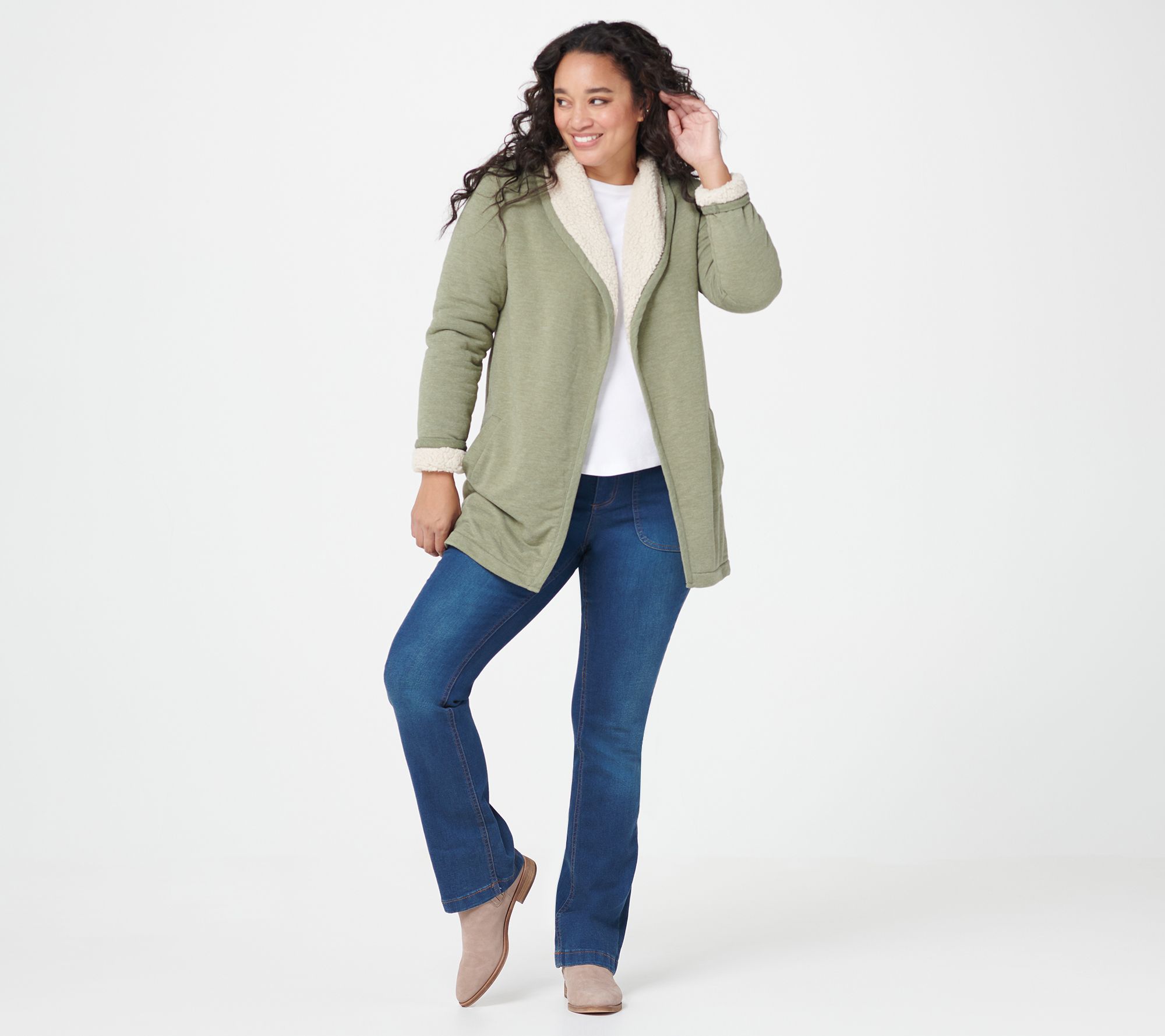 Koolaburra by UGG French Terry Cardigan with Sherpa Lining - QVC.com