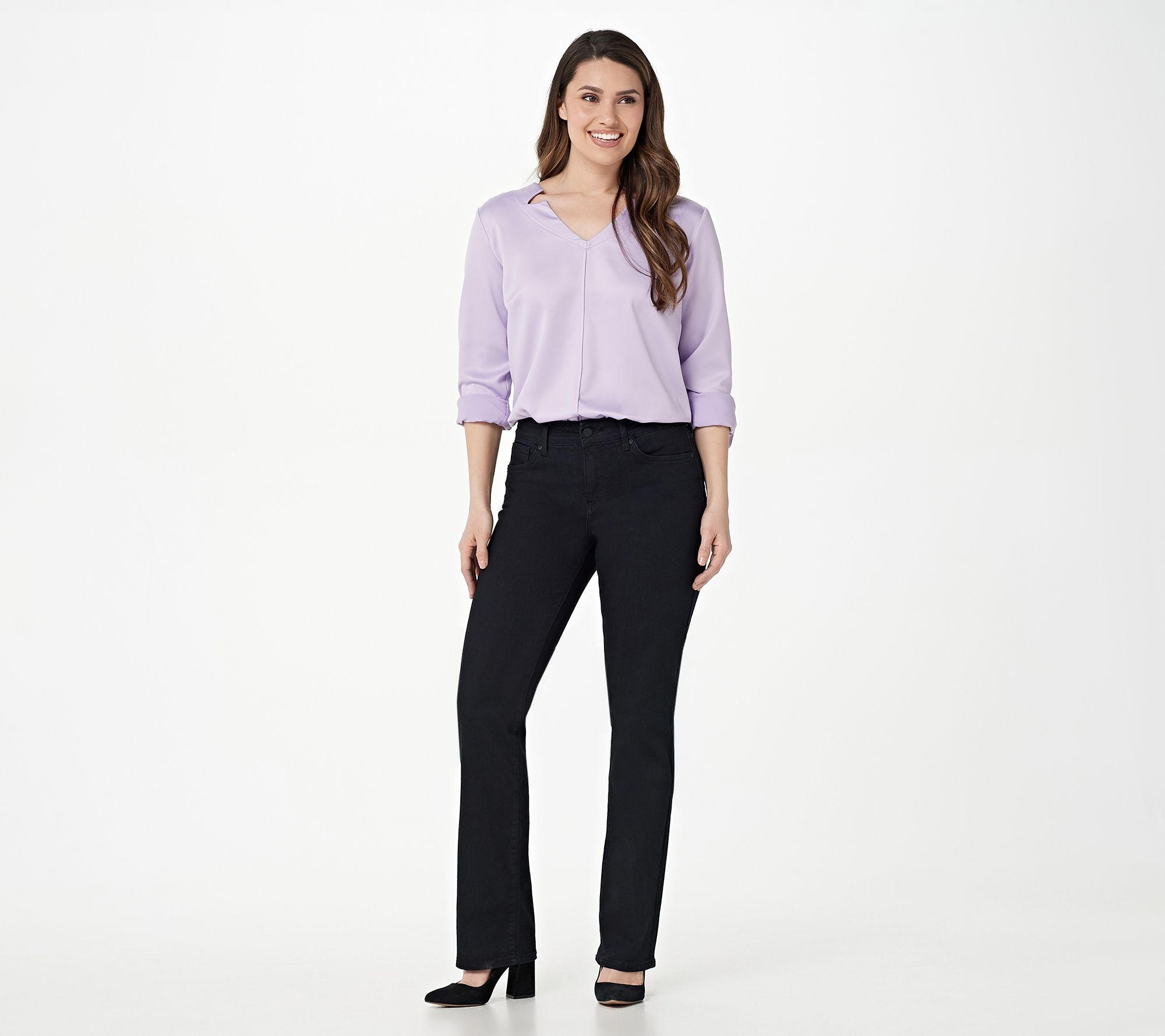 NYDJ Marilyn Straight Uplift Jeans in Cool Embrace- Nautilus - QVC.com