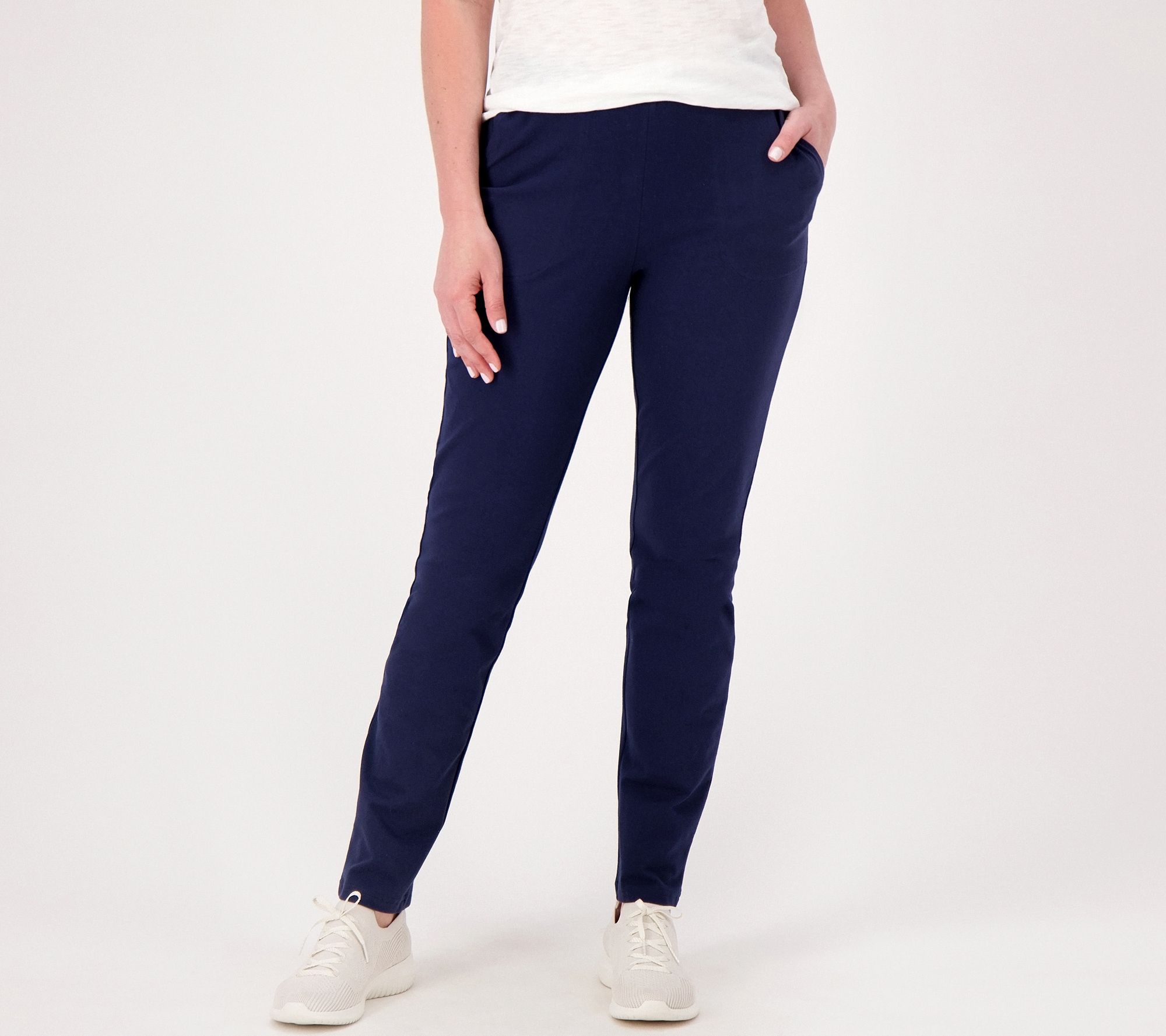 Denim & Co. Active Petite Duo Stretch Slim Straight Pants