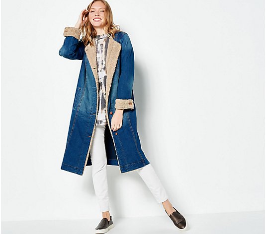LOGO by Lori Goldstein Limited Edition Denim Coat with Sherpa