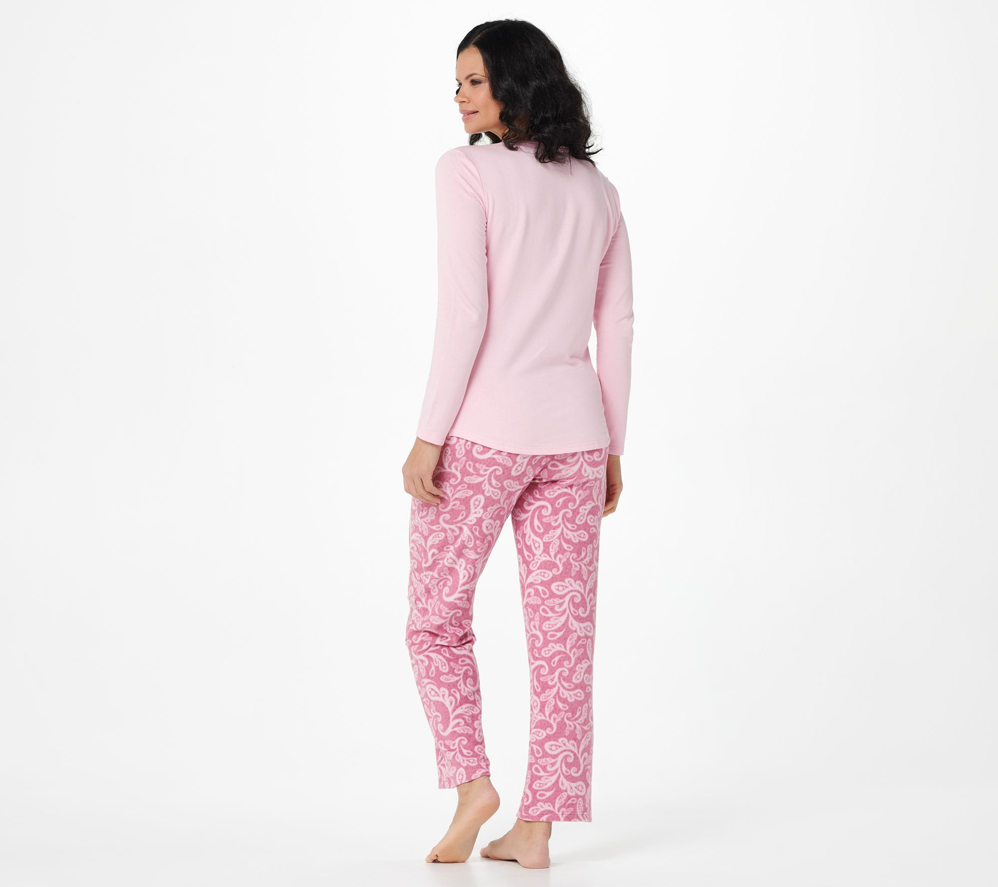 "As Is" Hanes Comfort Sleep Petite French Terry and Fleece PJ Set