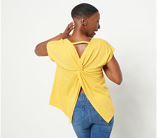 Attitudes by Renee Washed Cotton Jersey Top with Back Detail