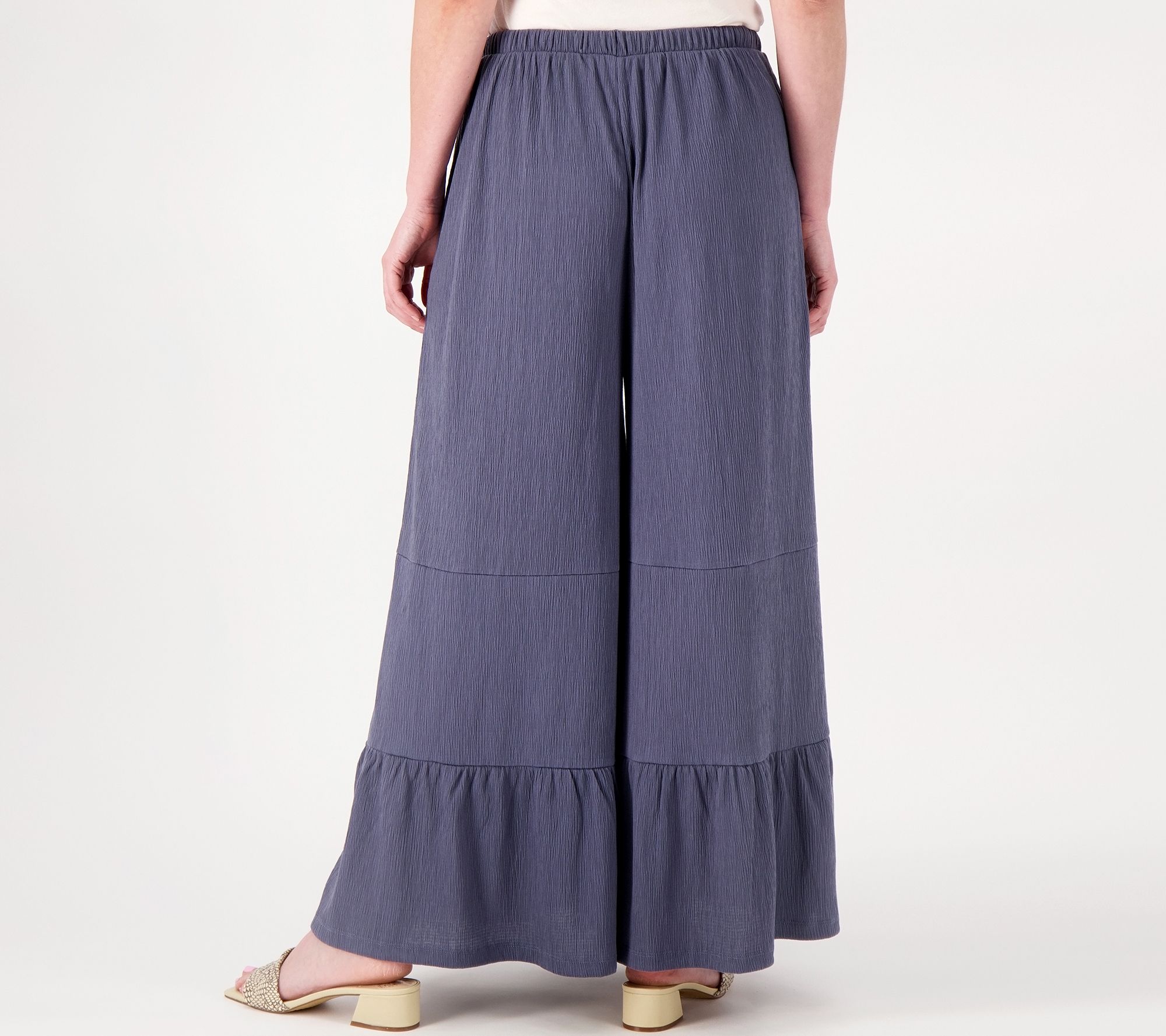 Peace Love World Regular Knit Gauze Tiered Wide Leg Pant - QVC.com