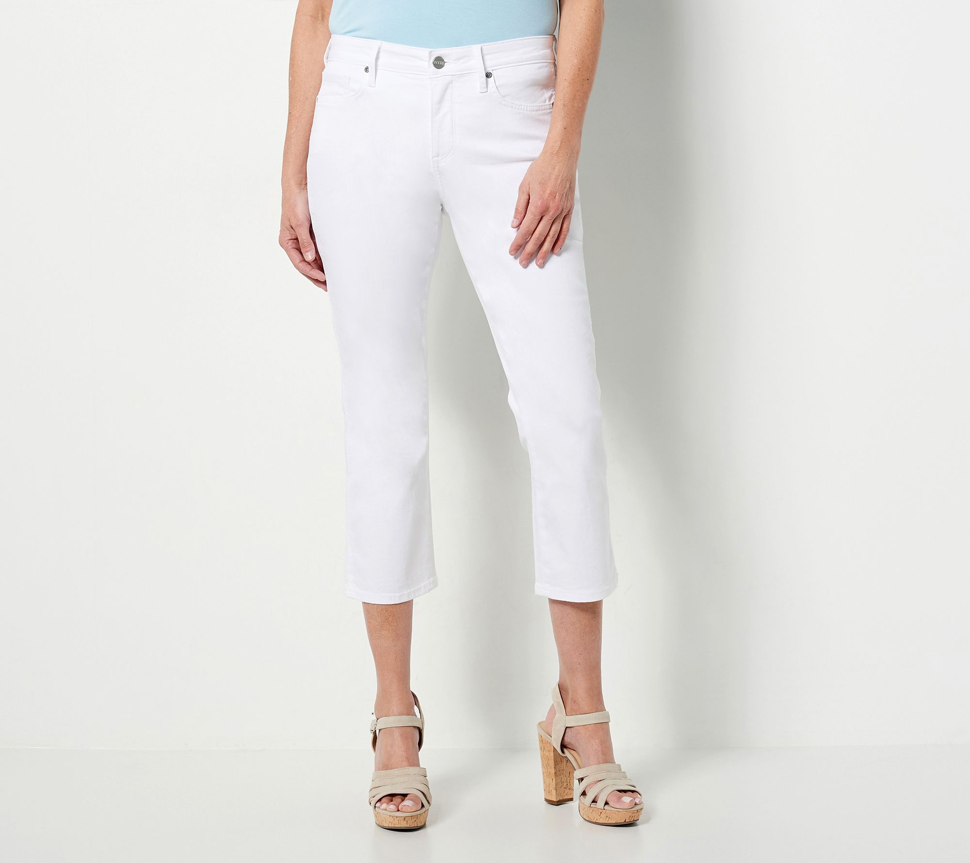 NYDJ Chloe Crop Jeans with Double Needle Slits- Optic White