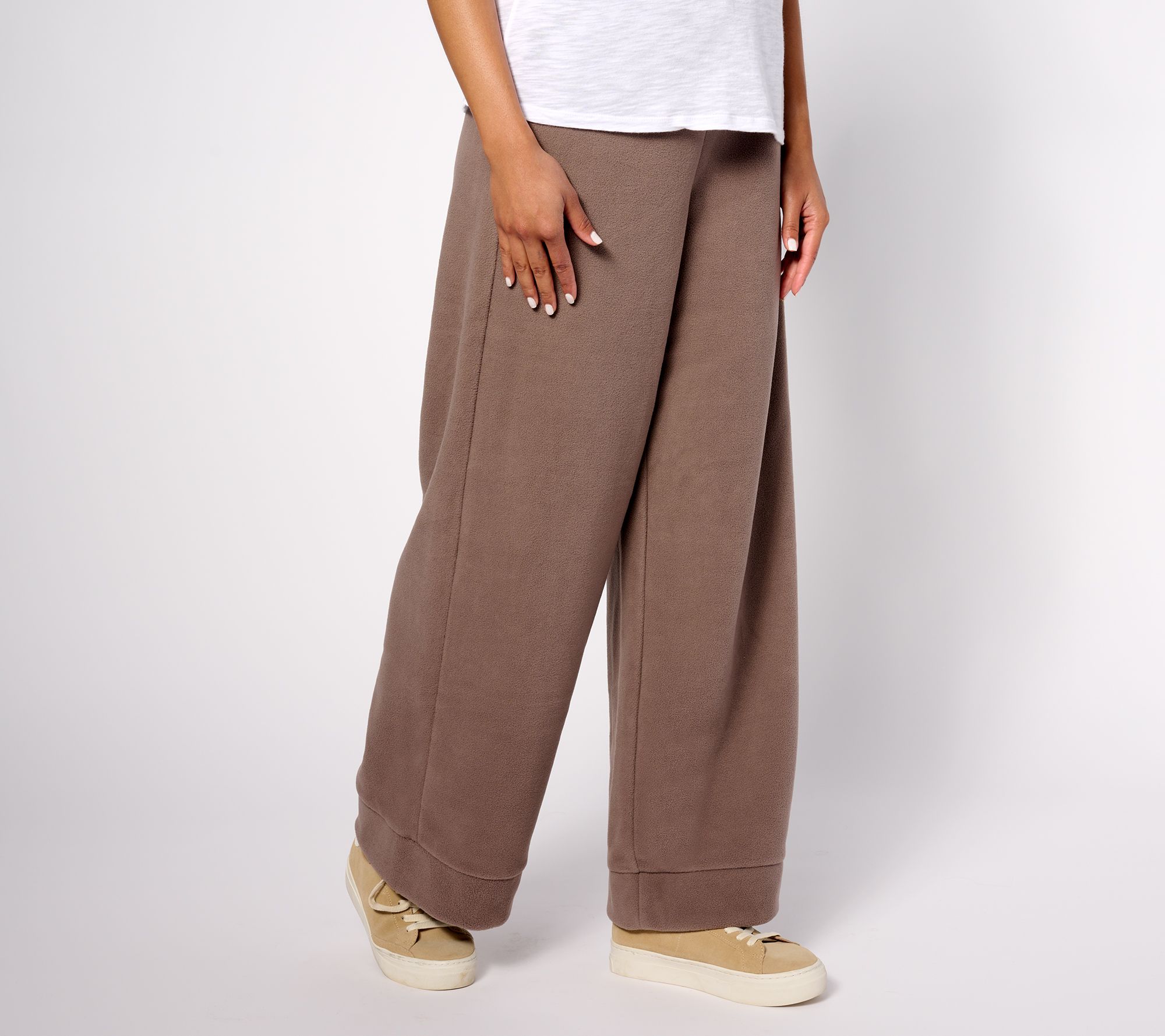 Petite Brown Knitted Fold Over Flared Pants
