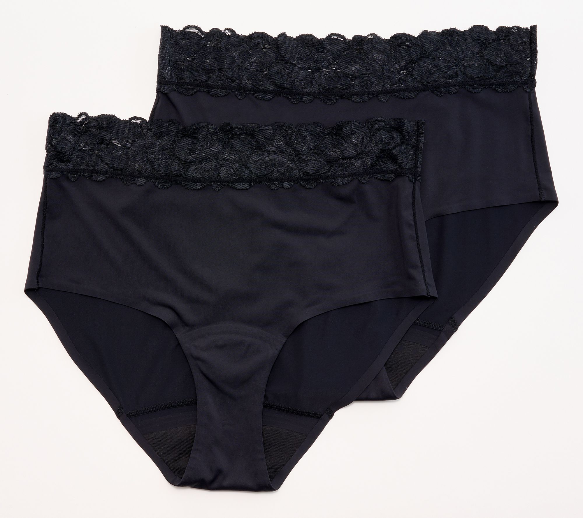 Underworks Women's Lace Trim Full Briefs 2 Pack - Nude & Black - Size 16