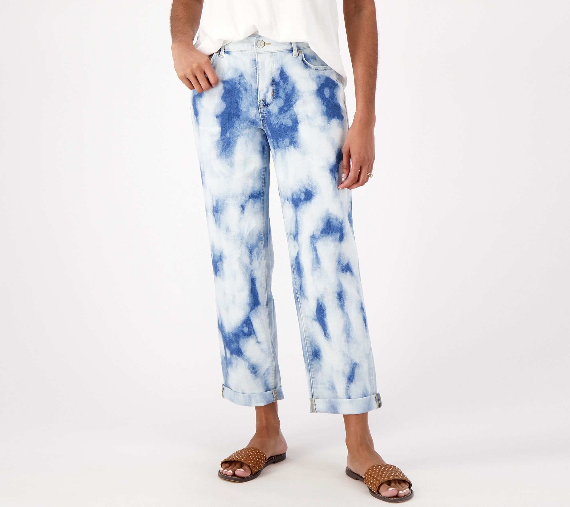 LOGO by Lori Goldstein Petite Tie-Dye Boyfriend Jeans