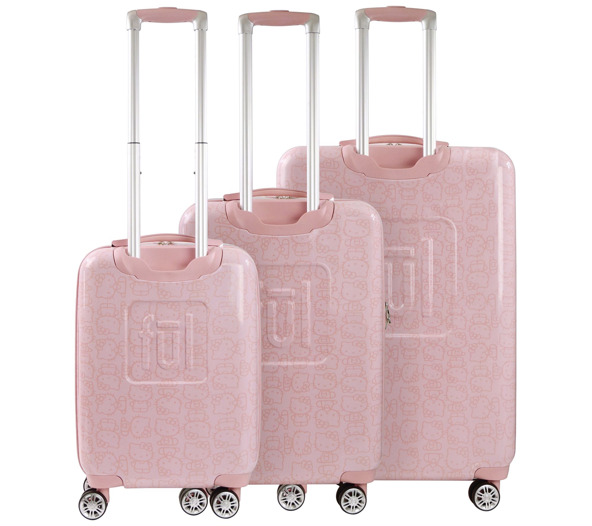 Hello Kitty Pose All Over Print 3 PC Set Hard-Sided Spinner Luggage in in Pink