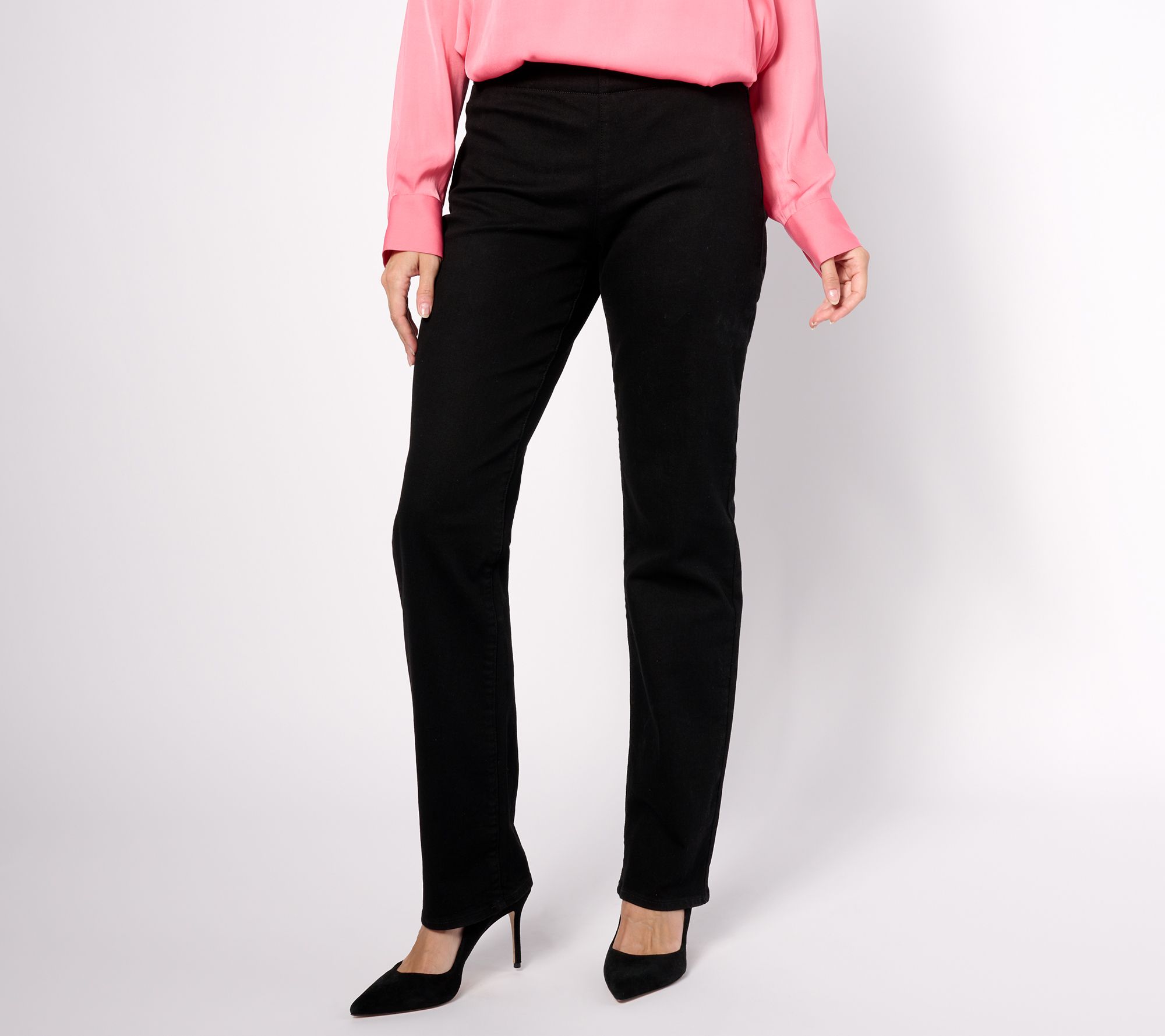 NYDJ Pull-On Bailey Relaxed Straight Jeans- Black Rinse