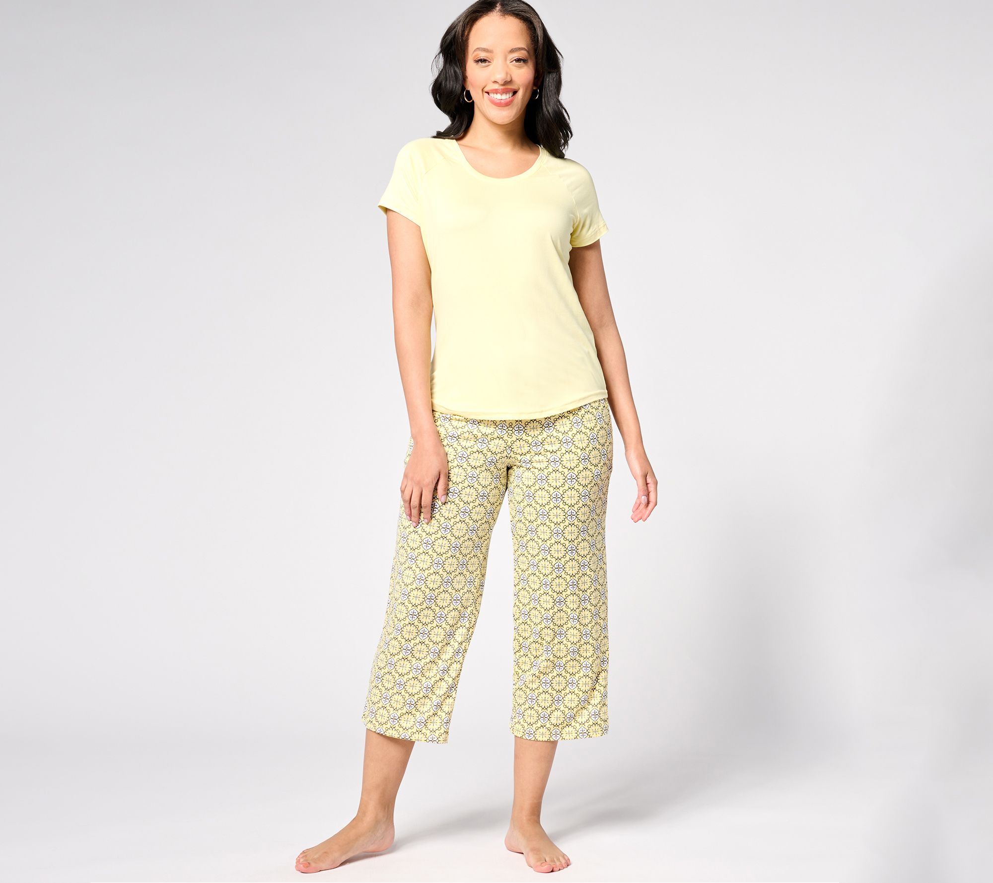 MUK LUKS Cloud Knit Short Sleeve & Cropped Pant Pajama Set 