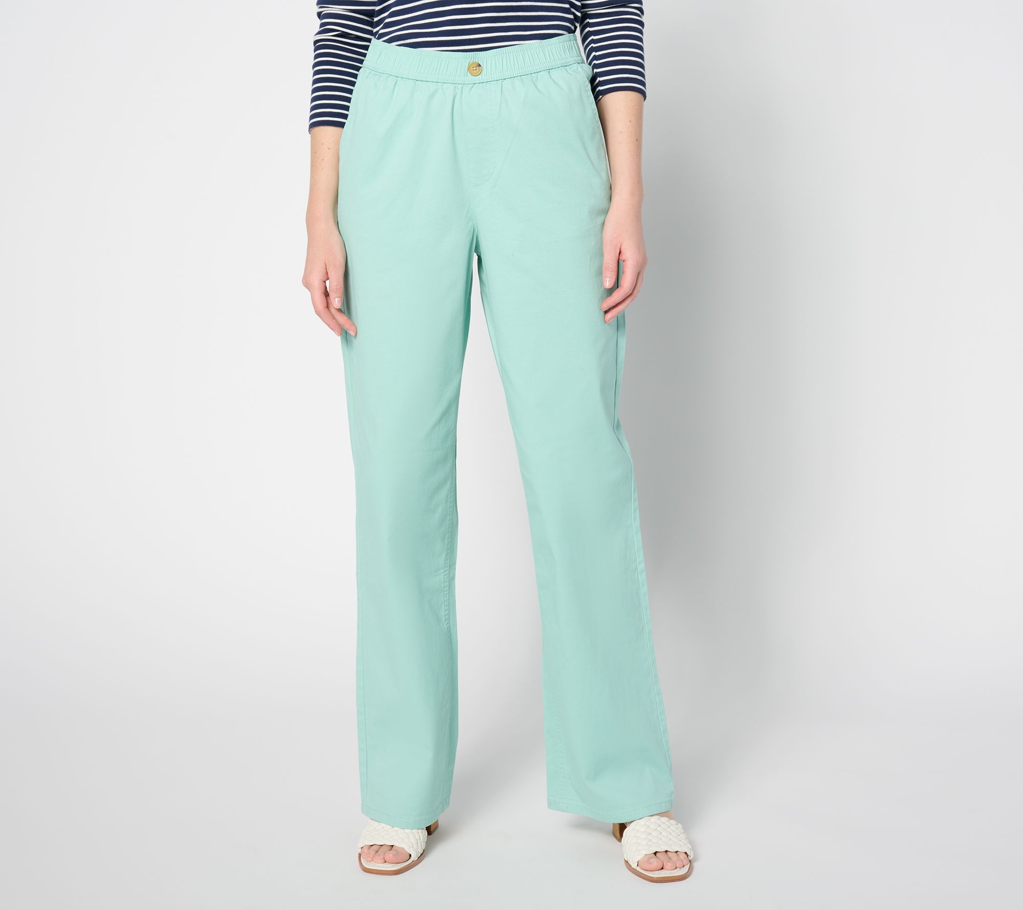 Denim & Co. Petite EasyWear Twill Full-Length Wide-Leg Pant