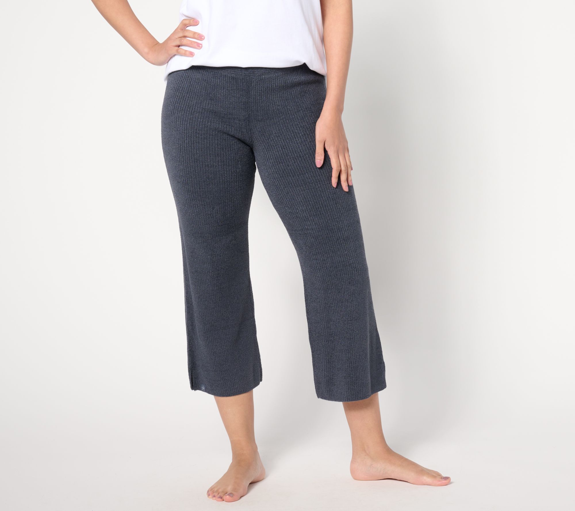 Barefoot Dreams Petite CozyChic Ultra Lite Ribbed Slit Crop Pant